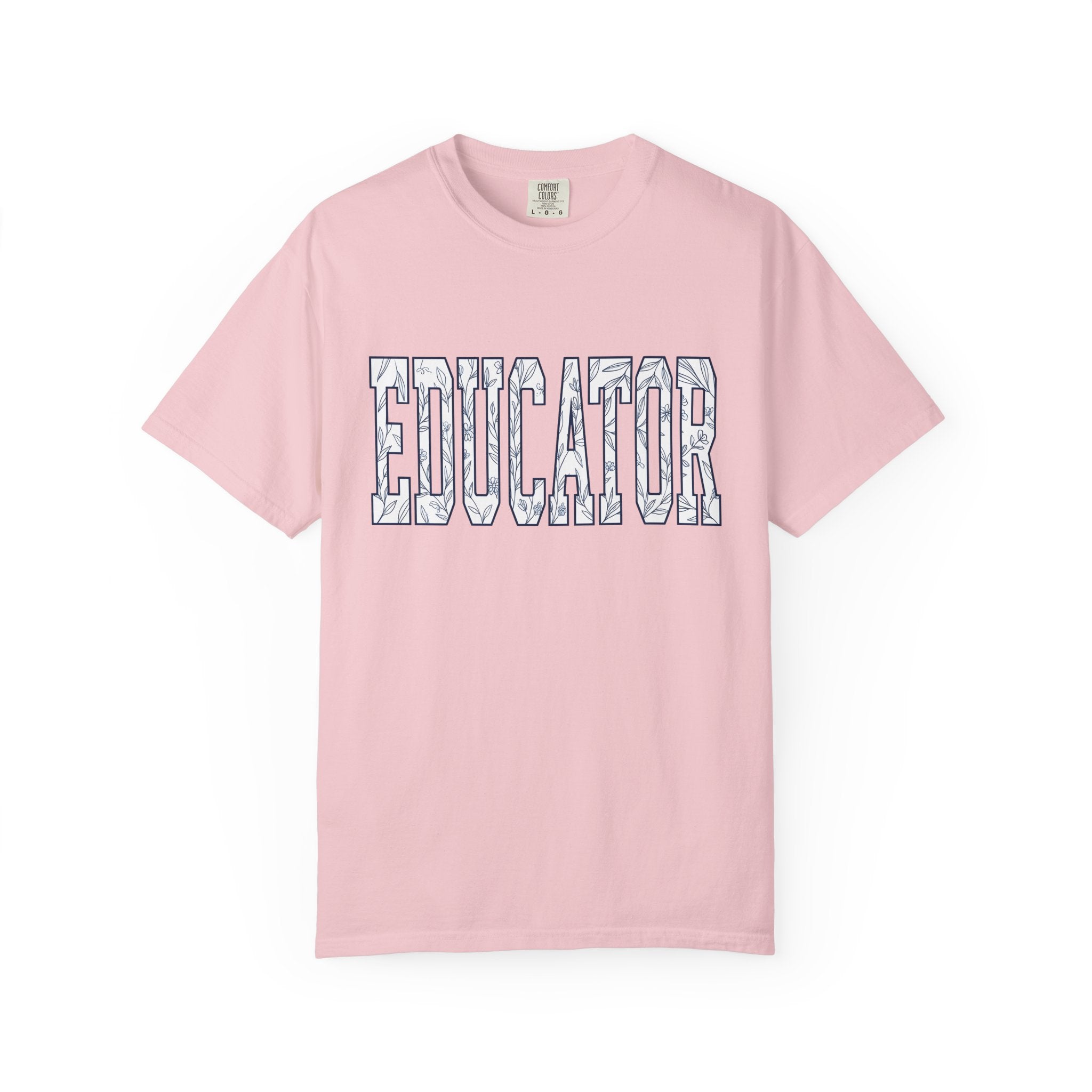 Blossom Block Lettering Shirt Teachers Thanks Gift Women Natural Tee Typography T-Shirt Educator Enthusiast Organic Tshirt Appreciation