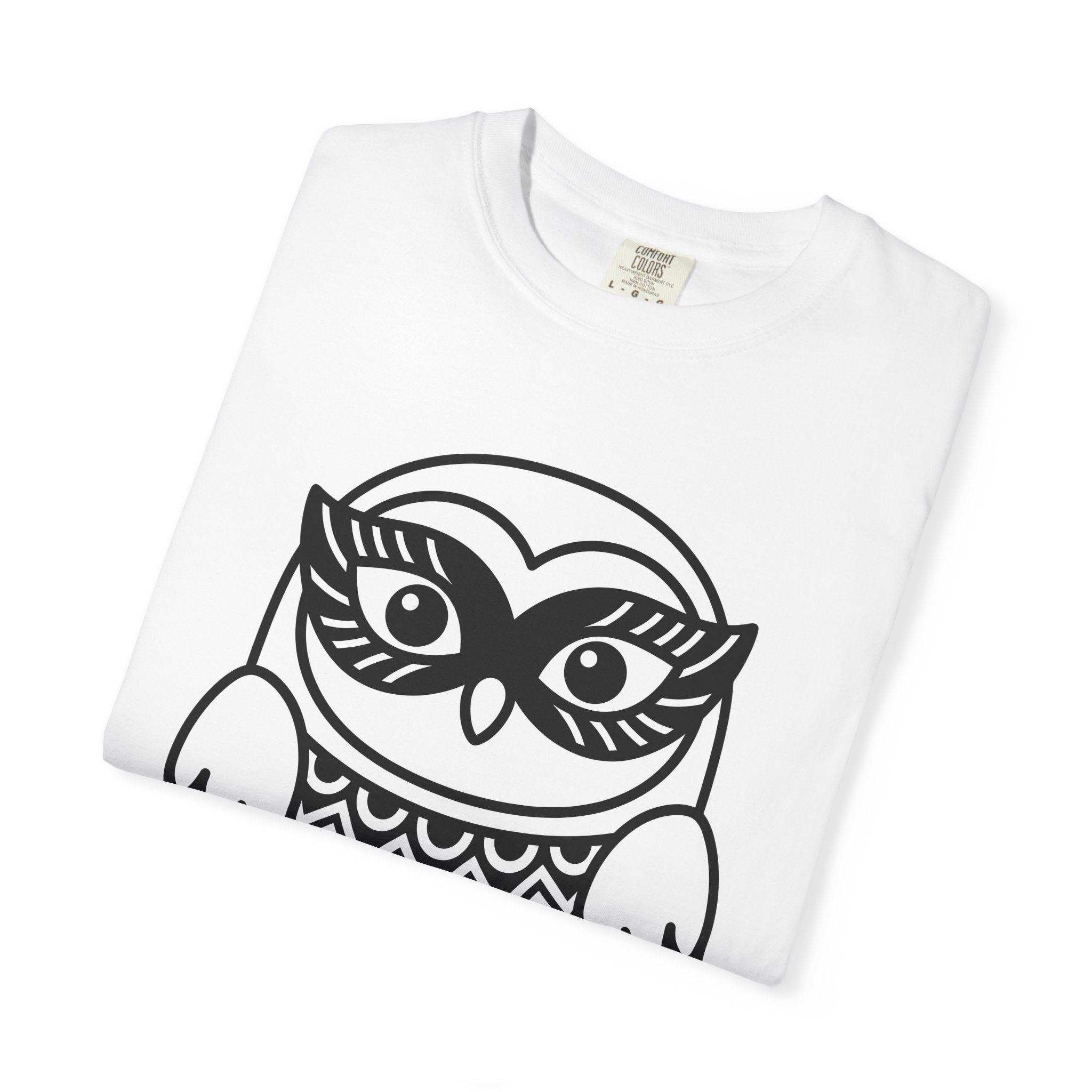Owl Drawing Shirt Owl Nature Gift Women Folk Tee Hoot T-Shirt Owl Fan Primitive Tshirt Wilderness Graphic Clean Wave Stripes Tshirt