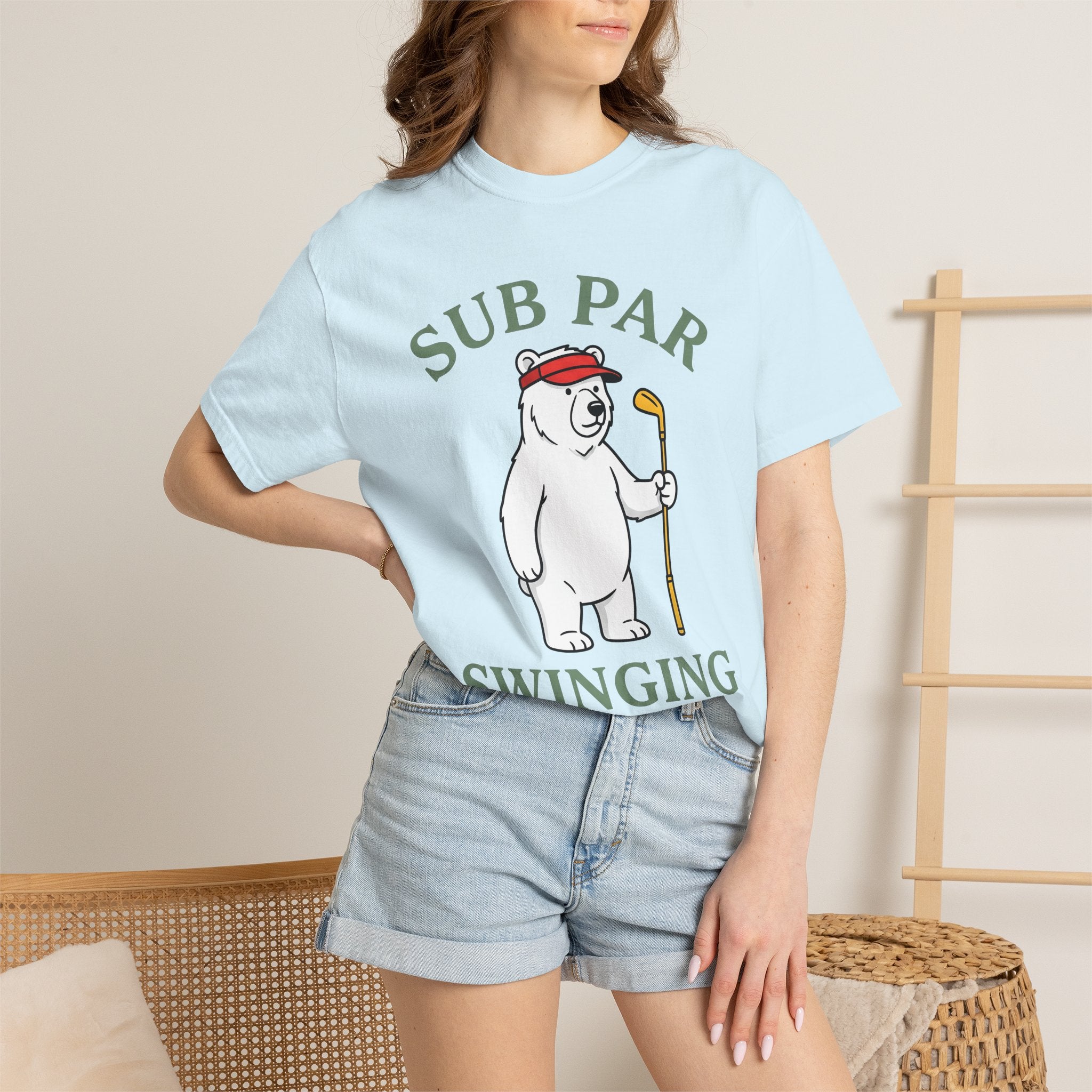 Bear Golf Shirt Golf Humor Gift Women Cartoon Tee Teddy T-Shirt Golfer Fan Cartoony Tshirt Funny Graphic Minimalist Visor Tshirt