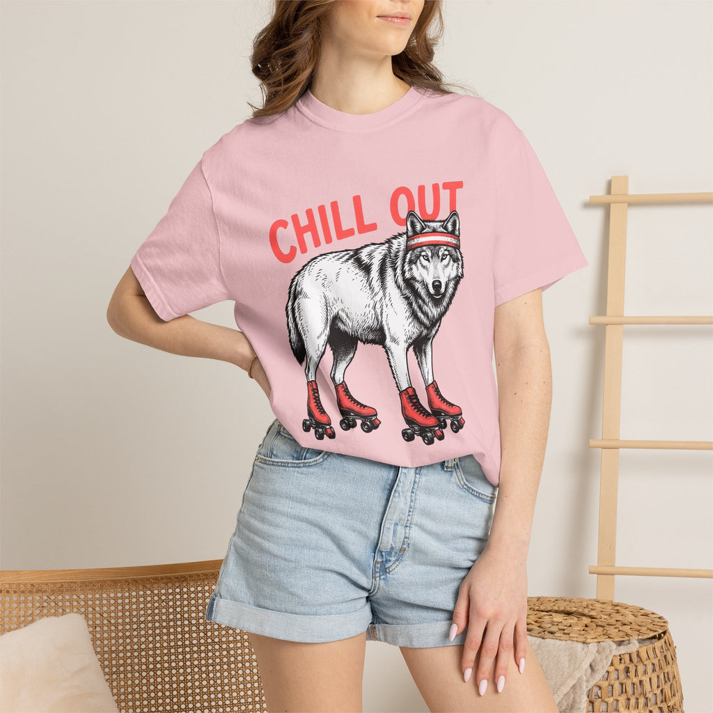 Wolf Roller Skates Shirt Animal Roller Skates Gift Women Line Art Tee Roller Skating T-Shirt Animal Fan Vector Tshirt Skating Graphic