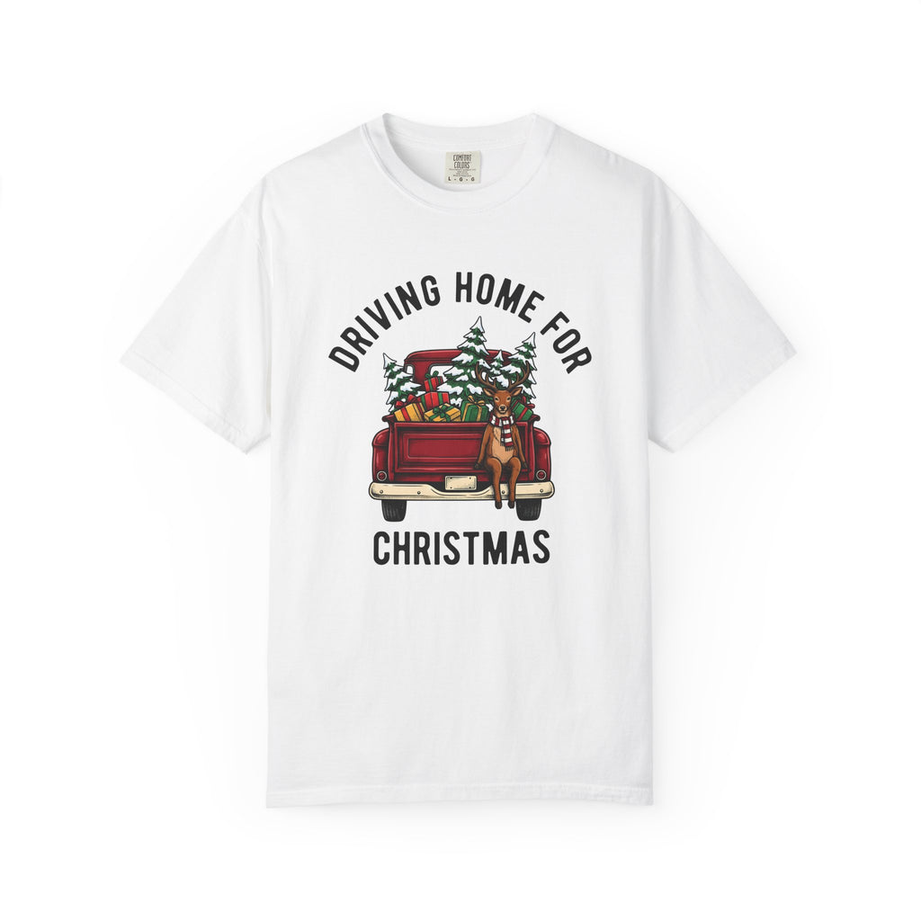Red Vehicle Reindeer Shirt Christmas Kin Gift Women Rustic Tee Reindeer T-Shirt Xmas Fan Holiday Tshirt Family Graphic Outline Pine Tree