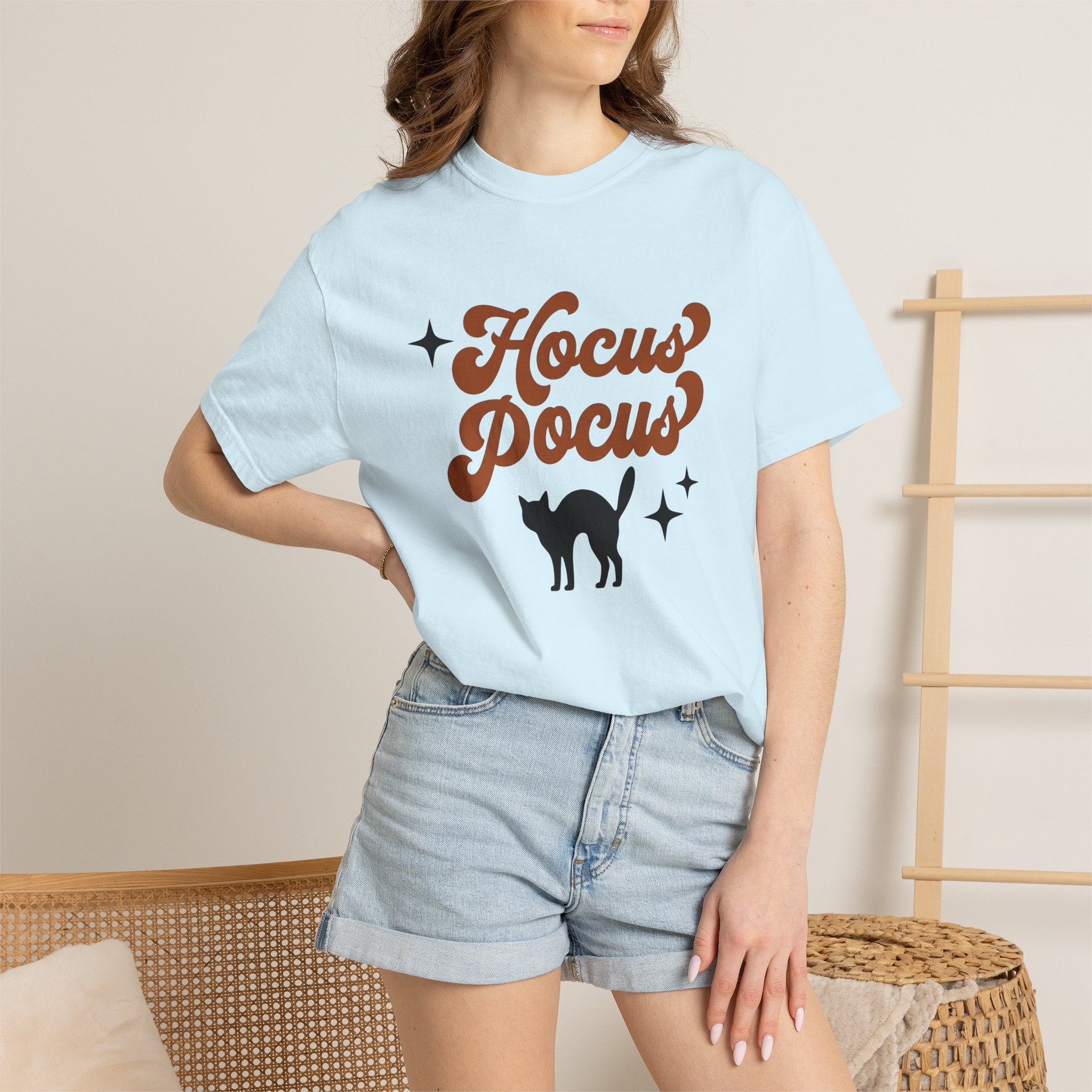 Black Cat Shirt Halloween Magic Gift Women Vintage Tee Cat T-Shirt Horror Fan Retro Tshirt Mystical Graphic Simple Stars Tshirt