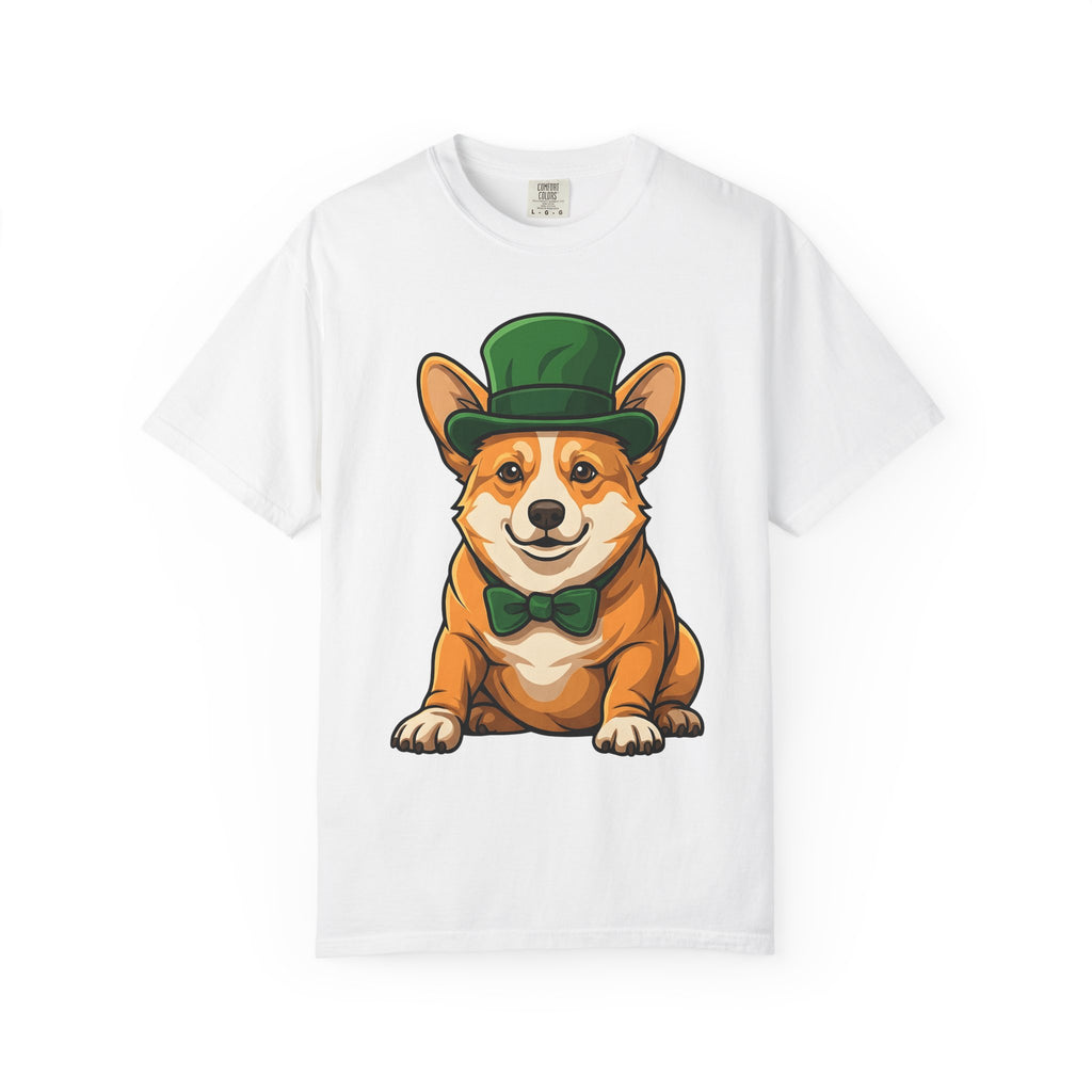 Corgi Pet Shirt St Patricks Day Animal Gift Women Illustration Tee Dog T-Shirt Shamrock Fan Cartoon Tshirt Pet Graphic Hand Drawn Fedora