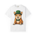 Corgi Pet Shirt St Patricks Day Animal Gift Women Illustration Tee Dog T-Shirt Shamrock Fan Cartoon Tshirt Pet Graphic Hand Drawn Fedora