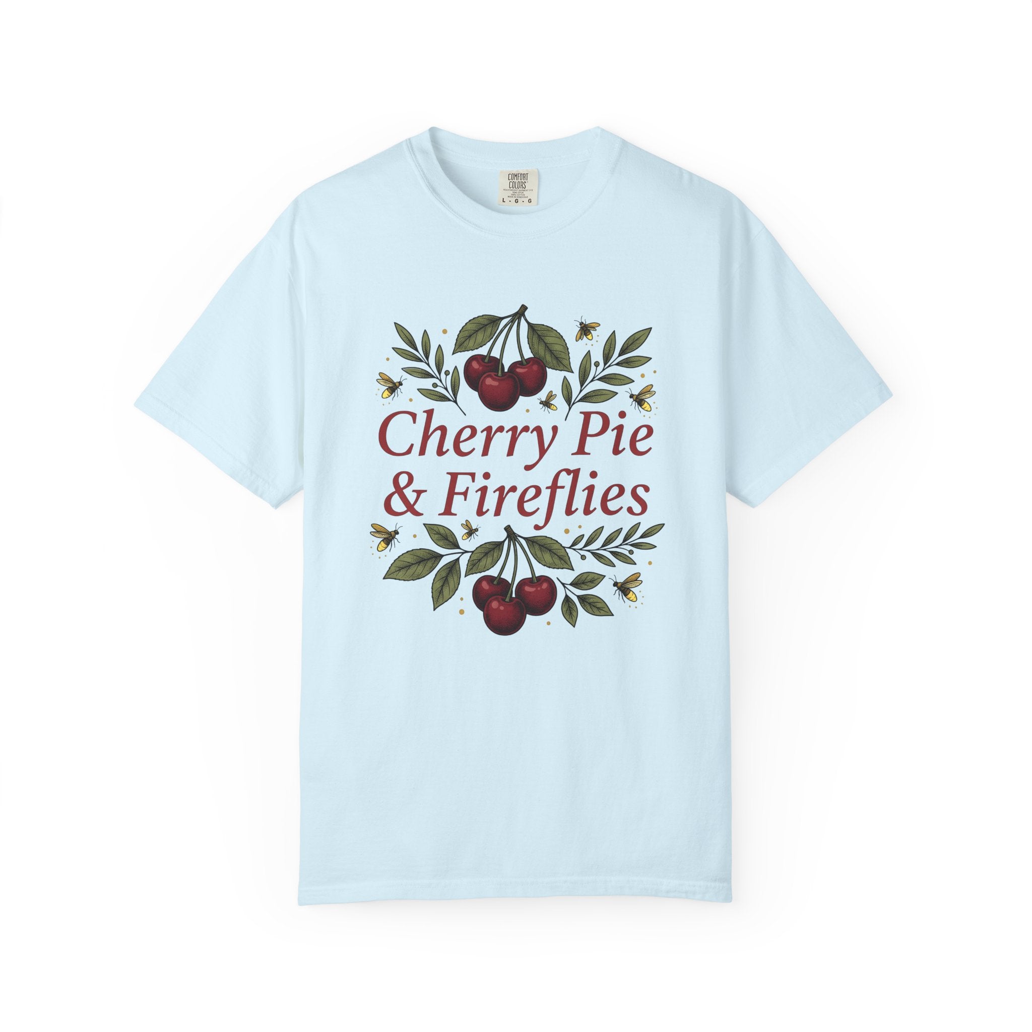 Cherry Branches Shirt America Summer Gift Women Vintage Tee Cherry Blossom T-Shirt Patriot Fan Retro Tshirt Warm Weather Graphic Hand Drawn