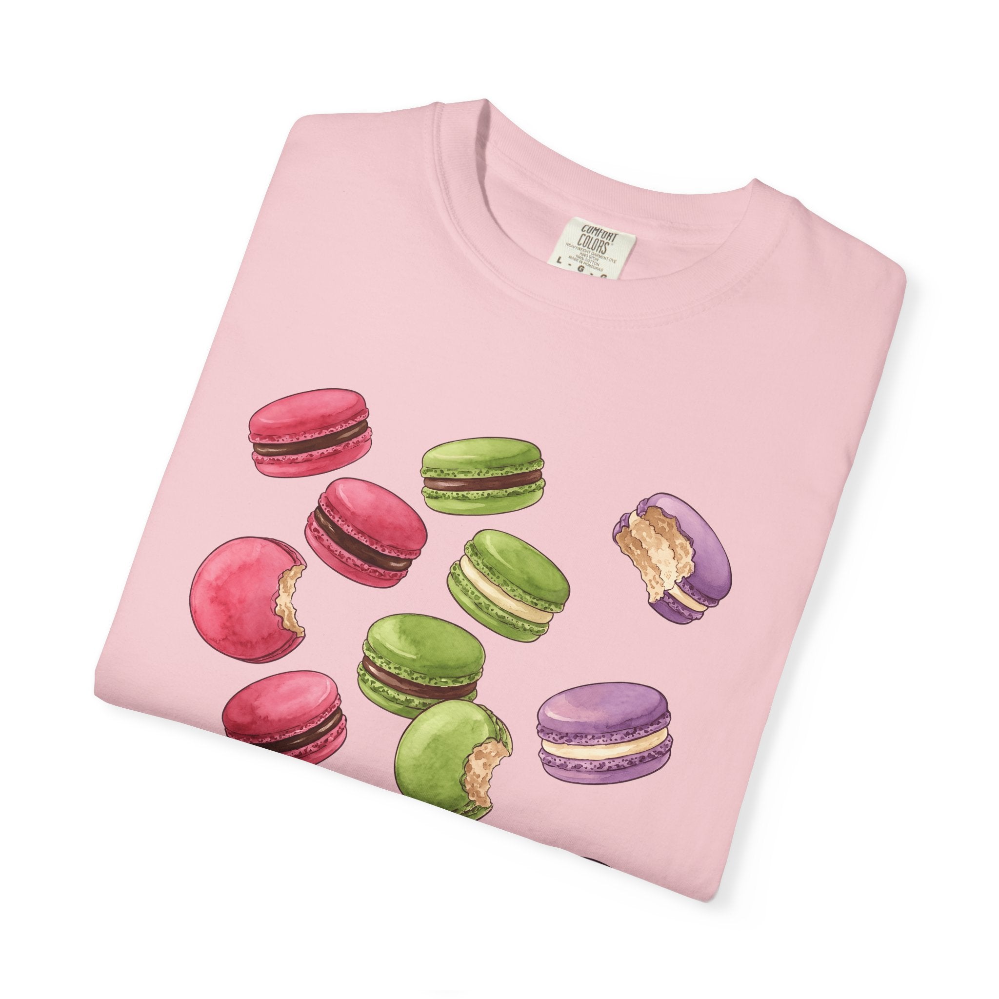 Macaron Design Shirt Desserts Pastry Gift Women Ink Tee Macaron T-Shirt Dessert Fan Tattoo Tshirt Confectionery Graphic Sketch Bite Tshirt