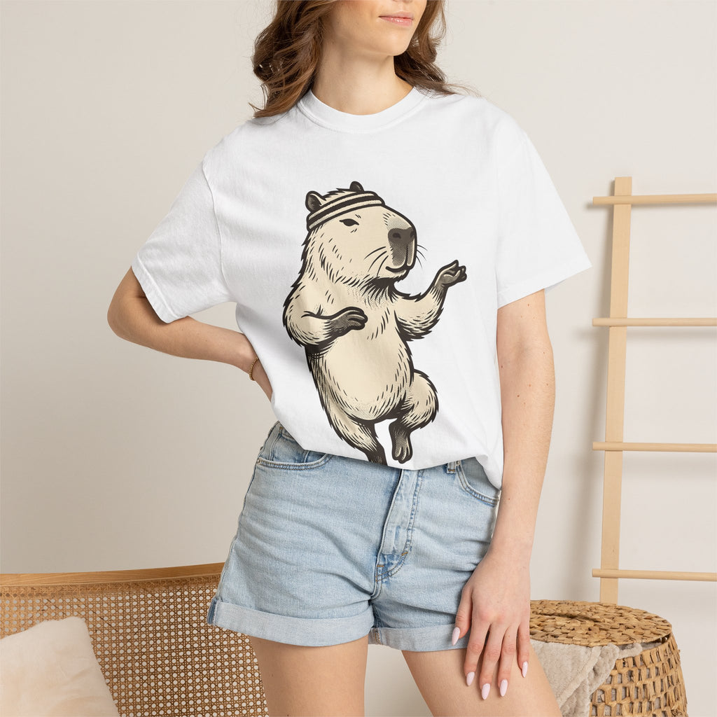 Capybara Exercise Shirt Sports Fauna Gift Women Minimalist Tee Rodent T-Shirt Athlete Fan Animal Tshirt Wildlife Graphic Doodle Hairband