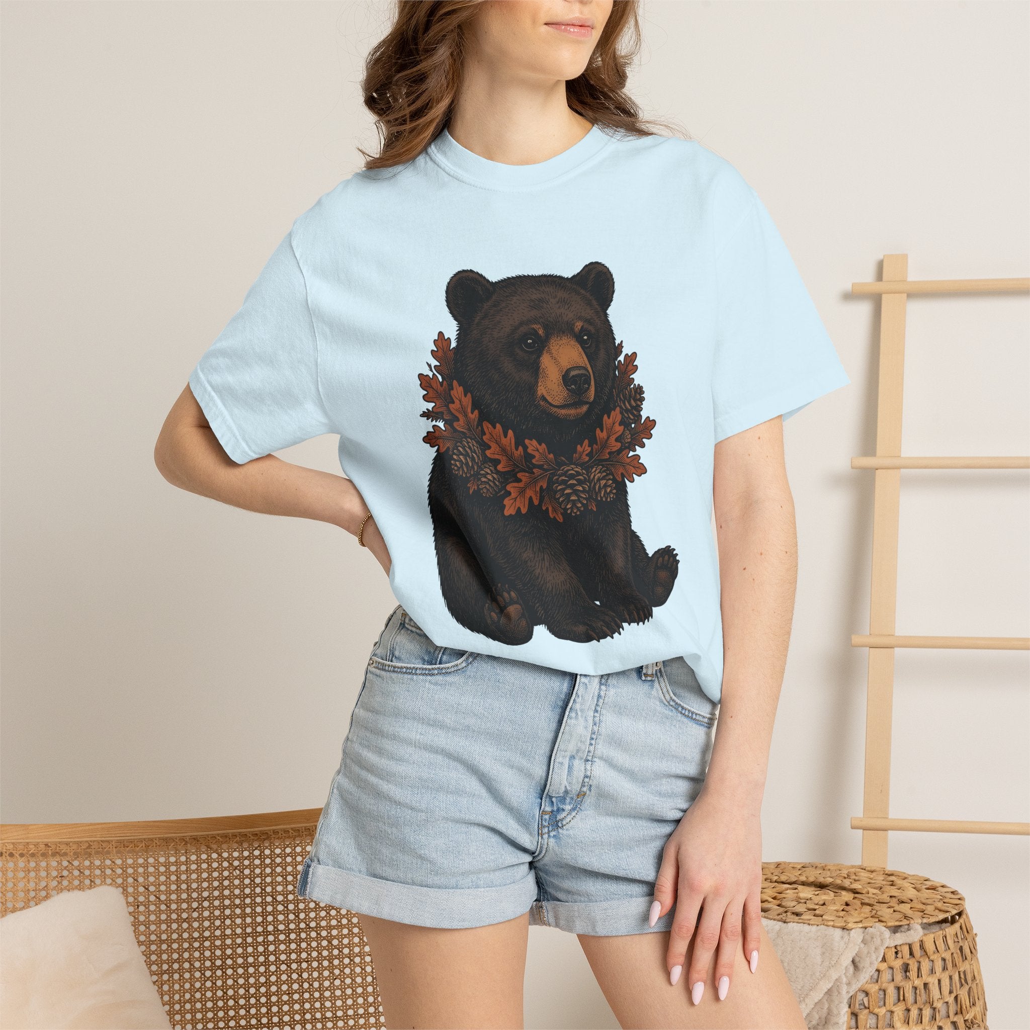 Baby Bear Shirt Animals Forest Gift Women Sketch Tee Cub T-Shirt Wildlife Fan Bear Drawing Woods Graphic Classic Cone Tshirt