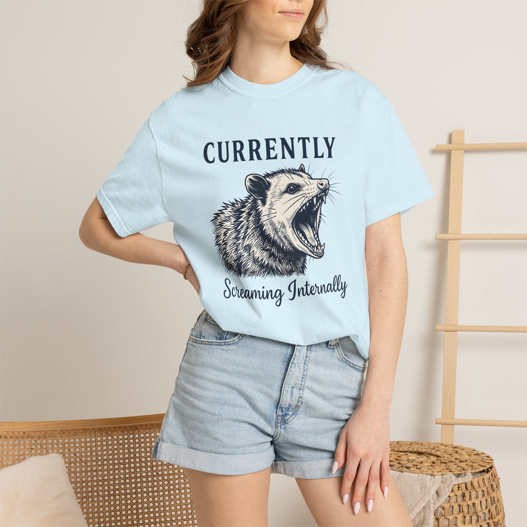 Opossum Illustration Shirt Funny Wildlife Gift Women Retro Tee Possum T-Shirt Humor Fan Vintage Tshirt Animal Graphic Sketch Yelling Face