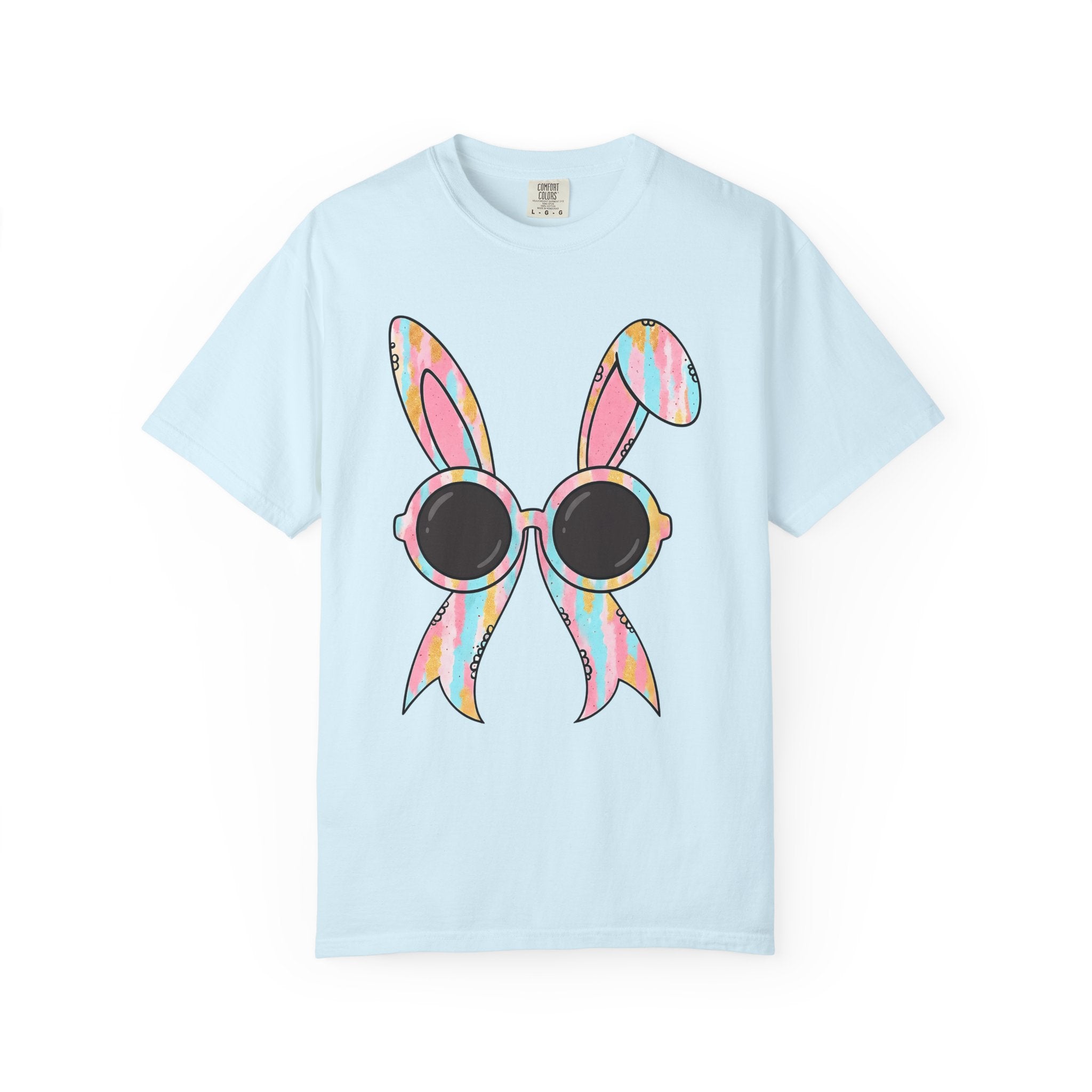 Bunny Glasses Shirt Easter Animal Gift Women Pastel Tee Rabbit T-Shirt Easter Fan Soft Tshirt Creature Graphic Retro Sunglasses Tshirt