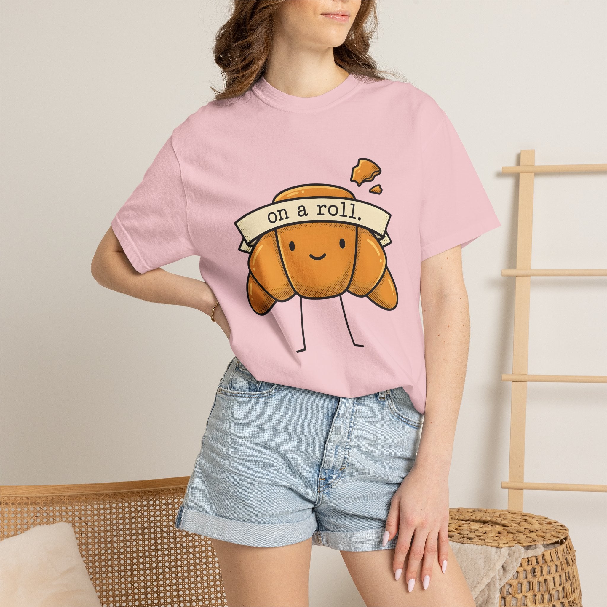 Croissant Character Shirt Desserts Breakfast Gift Women Cartoon Tee Pastry T-Shirt Sweets Fan Comic Tshirt Morning Graphic Kawaii Banner