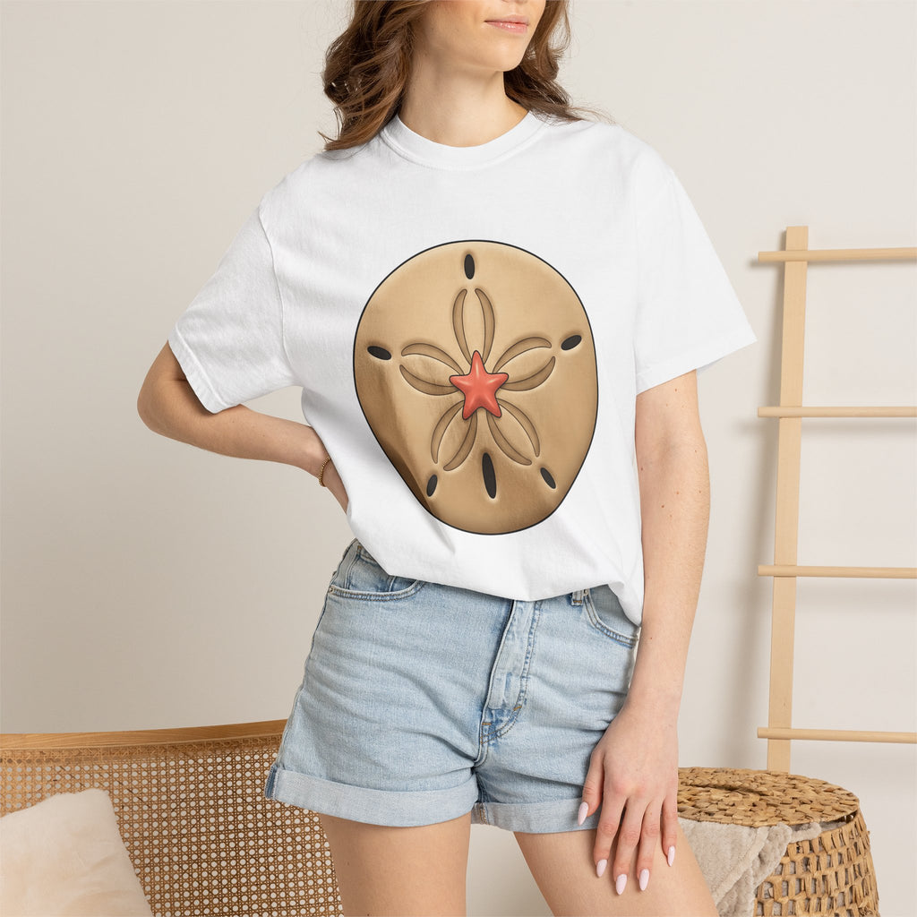 Sand Dollar Shirt Beach Marine Gift Women Line Art Tee Sea Dollar T-Shirt Coast Fan Oceanic Tshirt Ethnic Graphic Ethnic Starfish Tshirt
