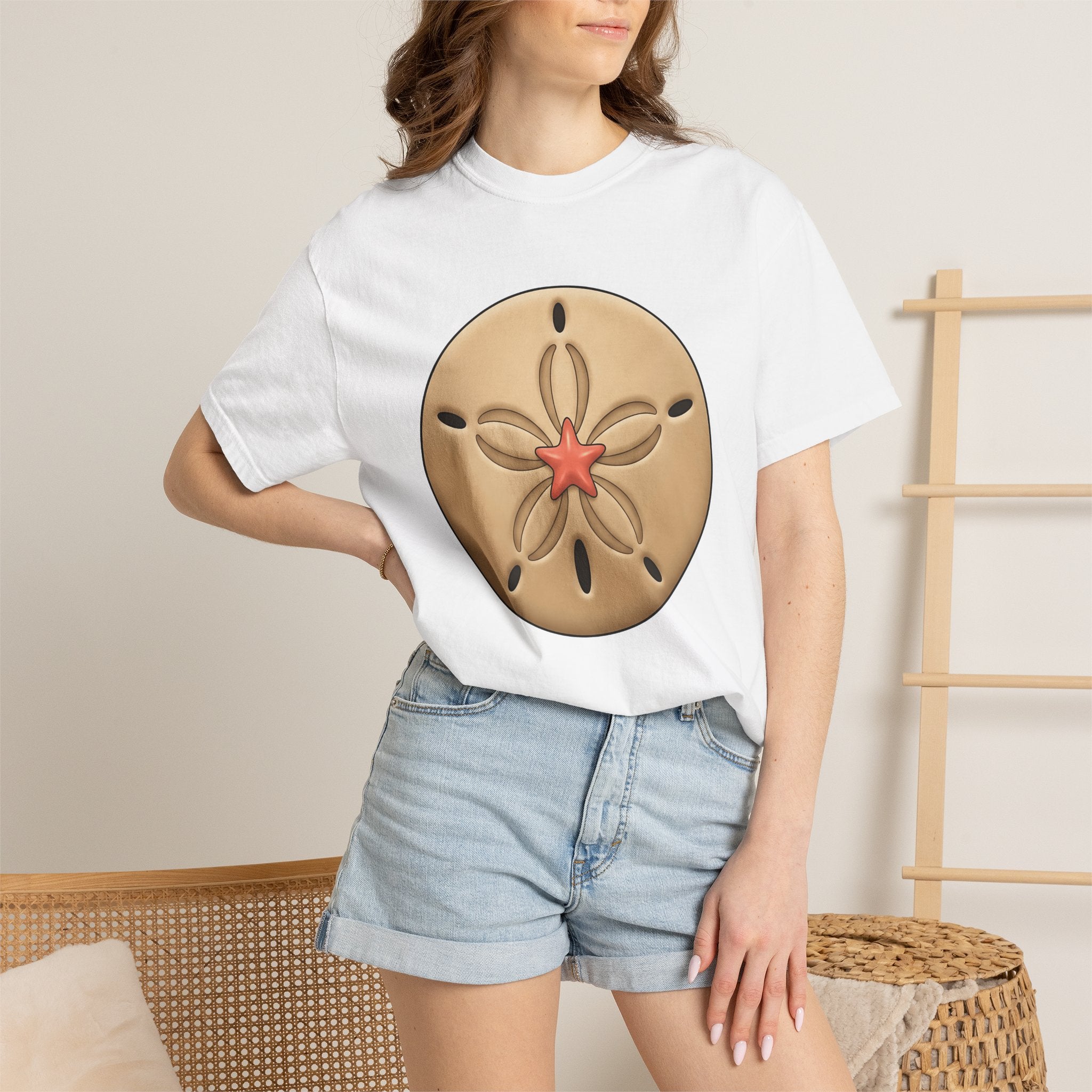 Sand Dollar Shirt Beach Marine Gift Women Line Art Tee Sea Dollar T-Shirt Coast Fan Oceanic Tshirt Ethnic Graphic Ethnic Starfish Tshirt