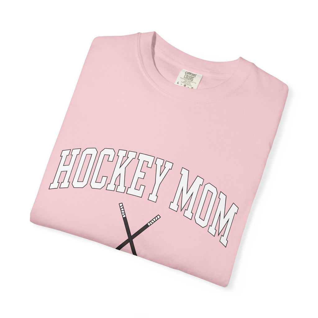 Hockey Stick Puck Shirt Hockey Mama Gift Women Thick Tee Hockey Gear T-Shirt Hockey Fan Bold Tshirt Mom Graphic Athletic Crossed Sticks