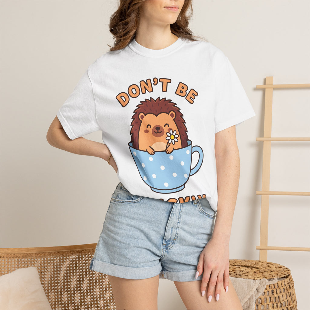 Hedgehog Cup Shirt Animals & Flowers Pun Gift Women Cartoon Tee Mug T-Shirt Floral Fan Cute Tshirt Punny Graphic Doodle Daisy Flower Tshirt