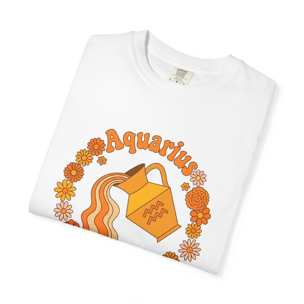 Water Jug Shirt Boho Chic Zodiac Gift Women Retro Tee Pitcher T-Shirt Bohemian Fan Retro Style Tshirt Astrology Graphic Vintage Daisies