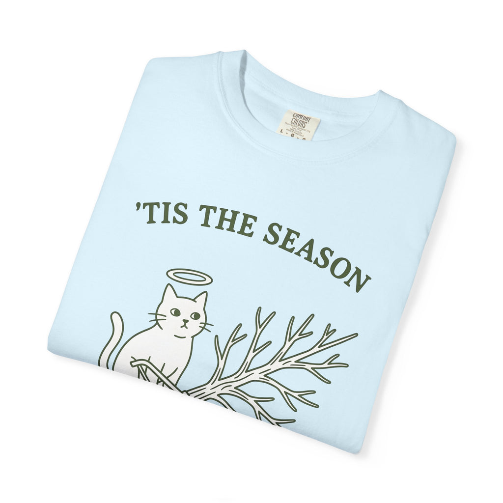Kitty Tree Shirt Christmas Pet Shop Gift Women Cartoon Tee Cat Tree T-Shirt Xmas Fan Cat Tower Tshirt Store Graphic Sleek Glow Tshirt