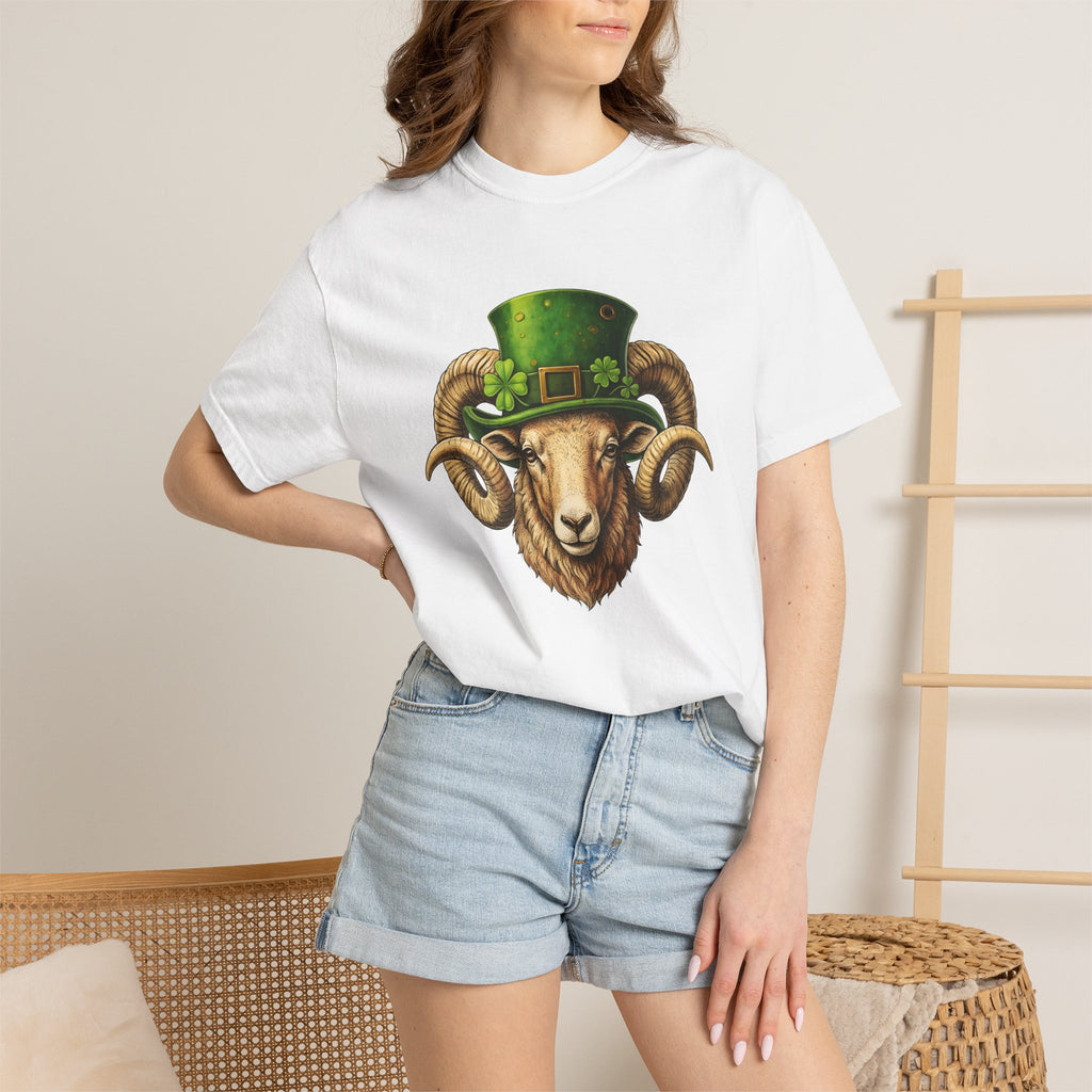 Ram Leprechaun Hat Shirt St Patrick's Day Creatures Gift Women Old School Tee Leprechaun Hat T-Shirt St Patricks Fan Vintage Tshirt Monster