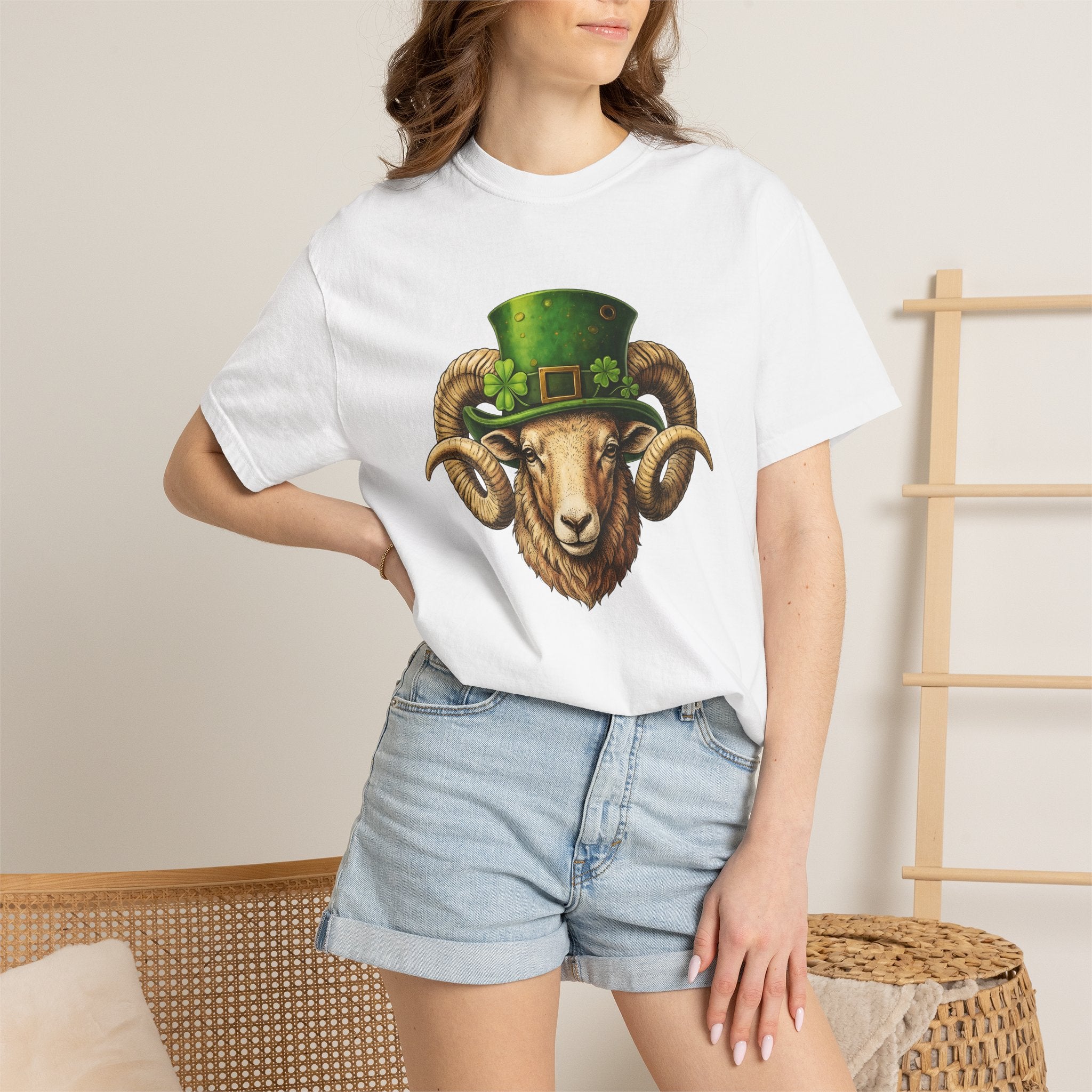 Ram Leprechaun Hat Shirt St Patrick's Day Creatures Gift Women Old School Tee Leprechaun Hat T-Shirt St Patricks Fan Vintage Tshirt Monster