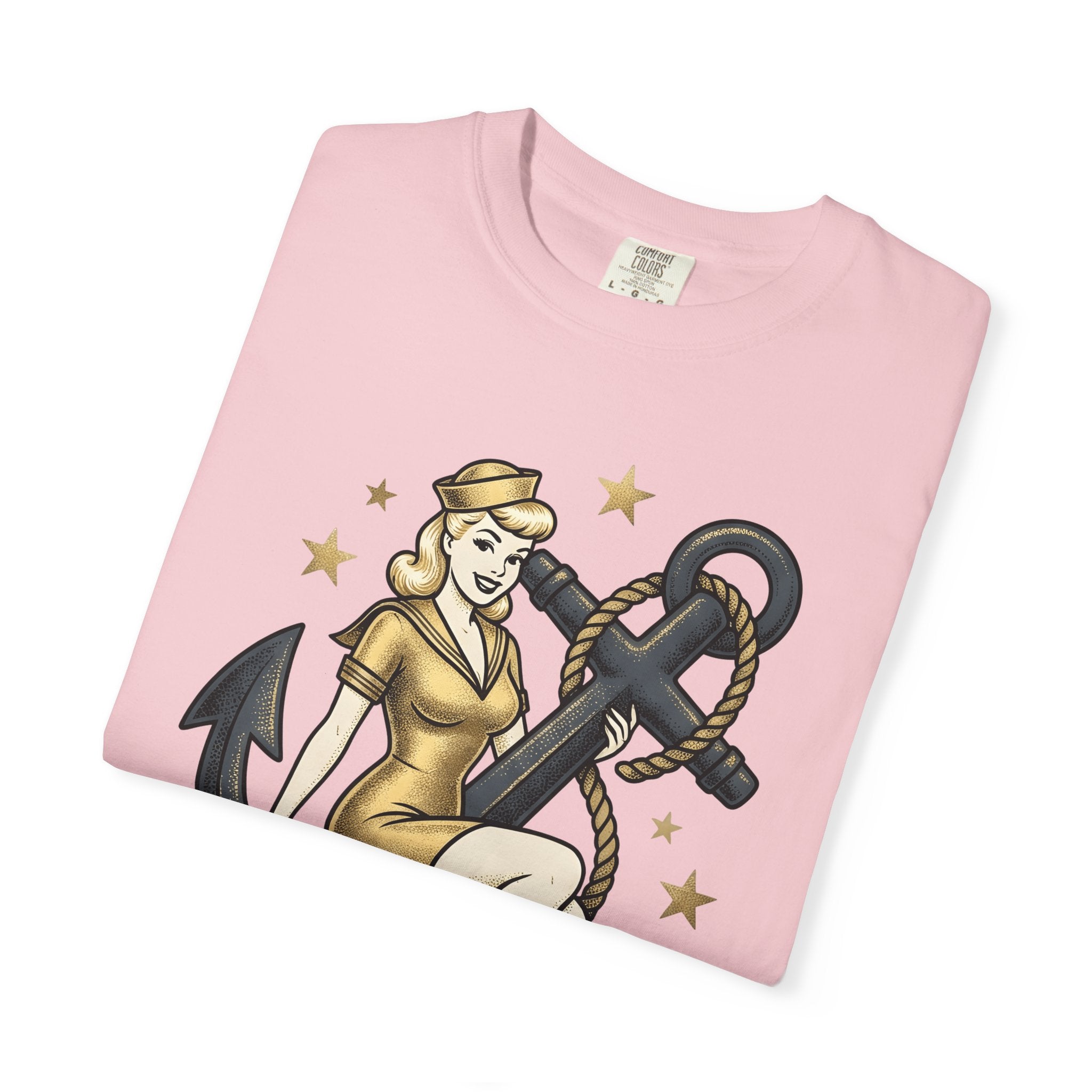 Sailor Pinup Shirt Pinup Ocean Gift Women Sketch Tee Pinup Girl T-Shirt Pinup Fan Drawing Graphic Classic Tattoo Boat Anchor Tshirt