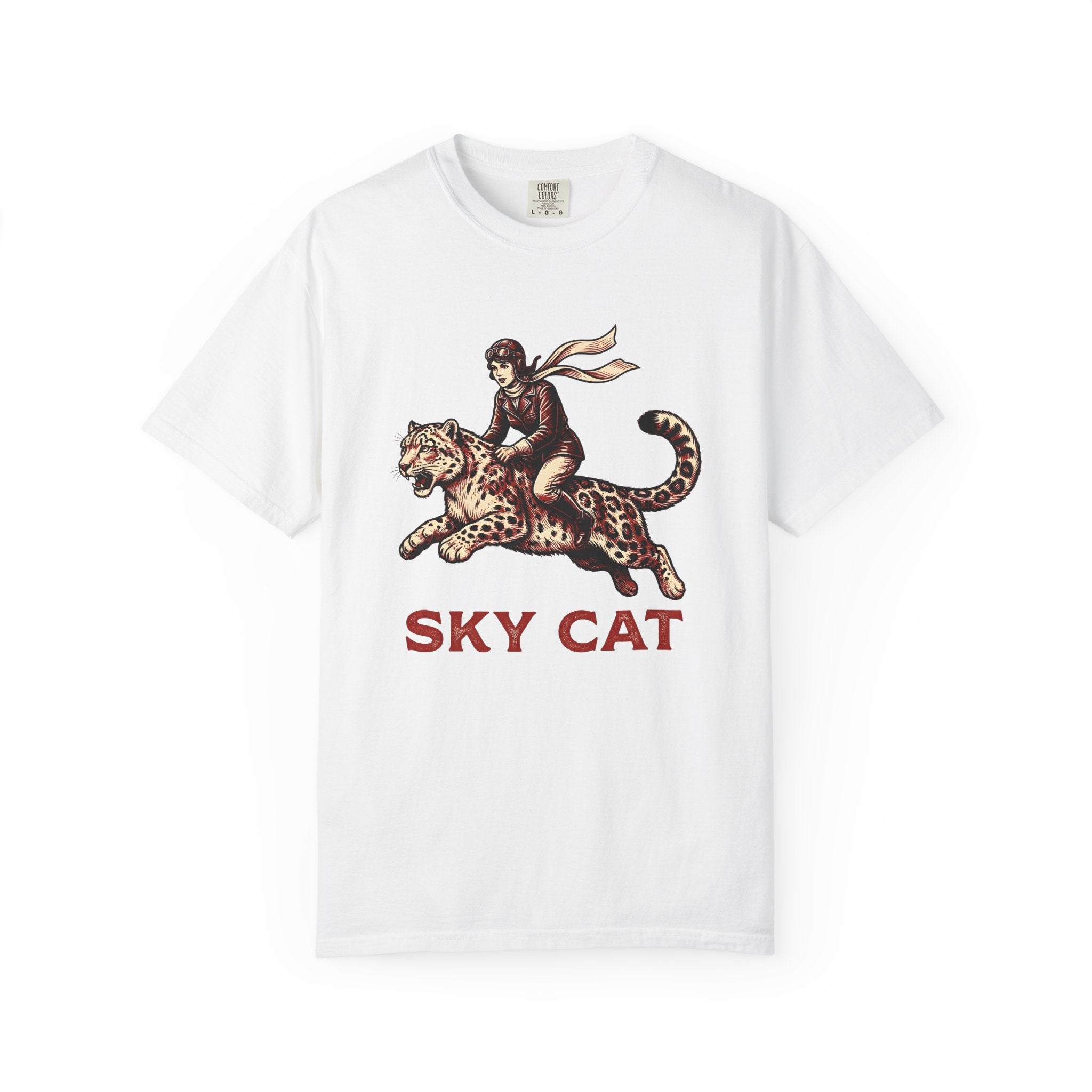 Flyer Sitting Leopard Shirt Cat Journey Gift Women Classic Tee Leopard T-Shirt Cat Fan Vintage Tshirt Travel Graphic Line Art Bandana Tshirt