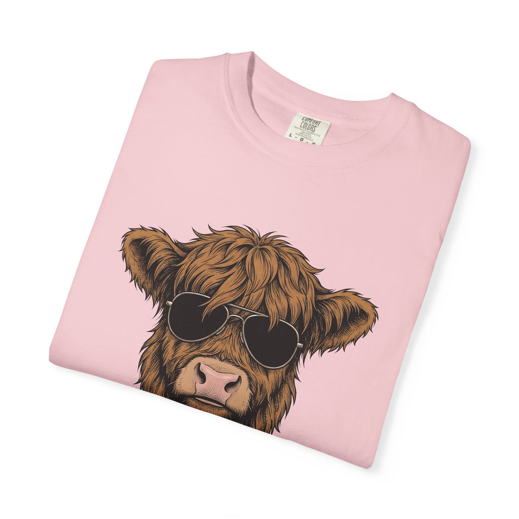 Mountain Cow Shirt Highland Cow Livestock Gift Women Hippie Tee Cow T-Shirt Highland Fan Bohemian Tshirt Farm Graphic Old School Eyewear