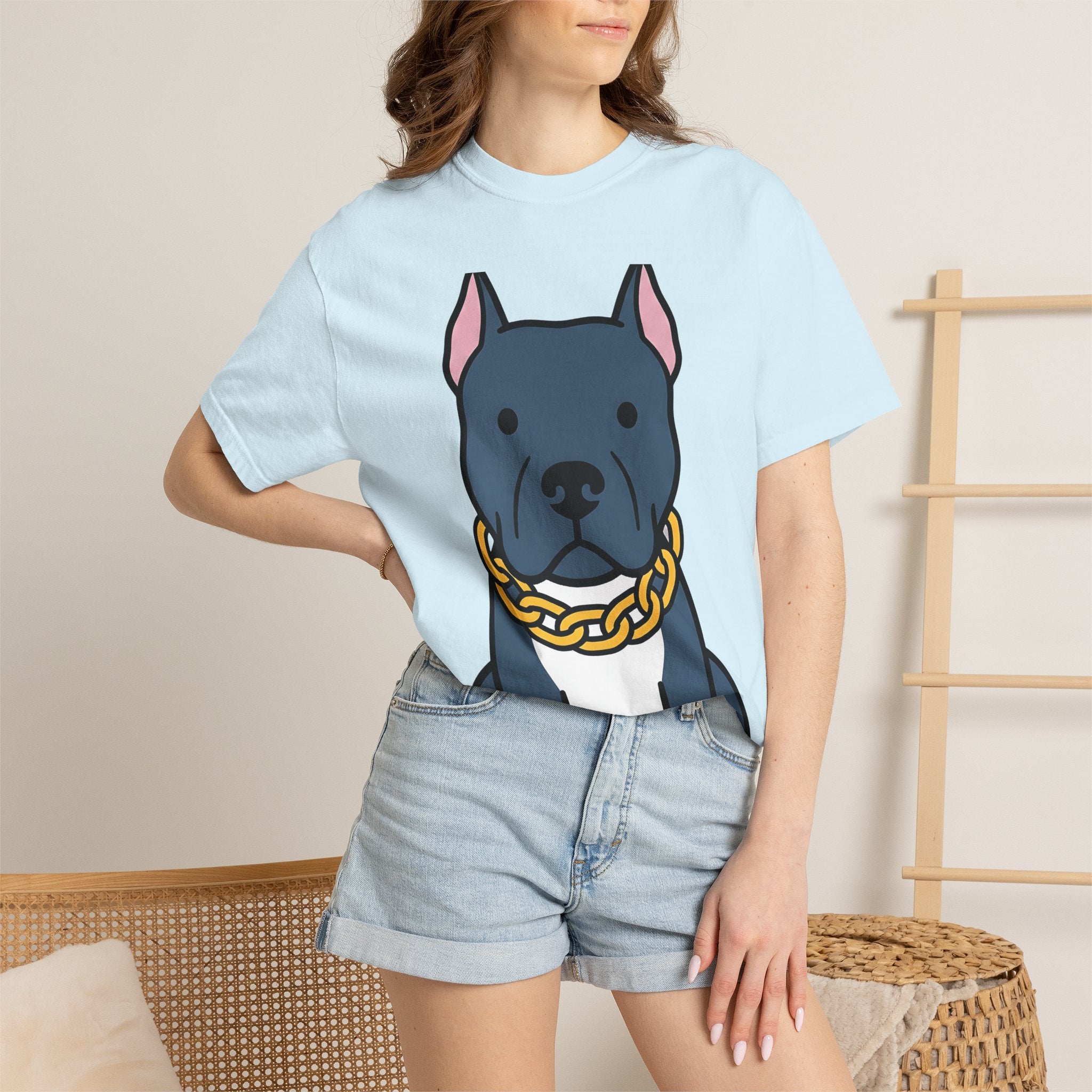 Pitbull Shirt Dog Pet Supplies Gift Women Animated Tee Pibble T-Shirt Dog Fan Cartoon Tshirt Accessories Graphic Clean Chain Necklace Tshirt