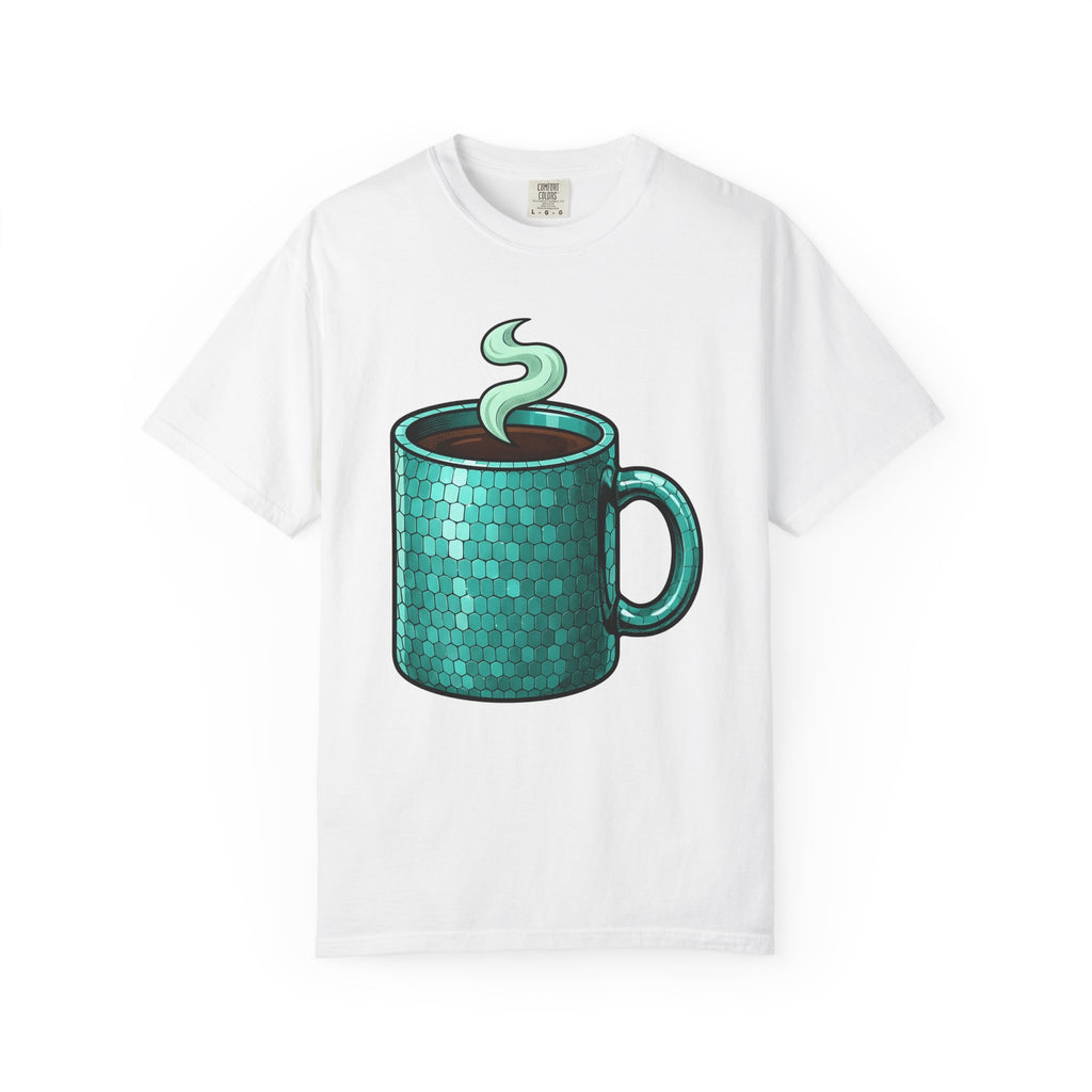Coffee Mug Shirt Coffee Work Gift Women Cartoon Tee Mug T-Shirt Coffee Fan Cartoony Tshirt Office Graphic Retro Honeycomb Tshirt