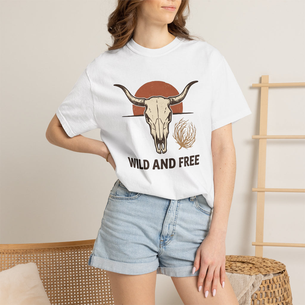 Steer Skull Shirt Cowgirl Country Gift Women Farmhouse Tee Bull Skull T-Shirt Rodeo Fan Rustic Graphic Tshirt Old-Fashioned Prairie Plant