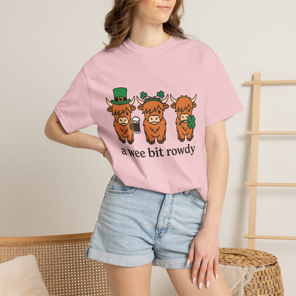 Highland Cow Shirt St Patrick's Day Animal Gift Women Cute Tee Cow T-Shirt St Patricks Fan Cute Tshirt Creature Graphic Cartoon Shamrock
