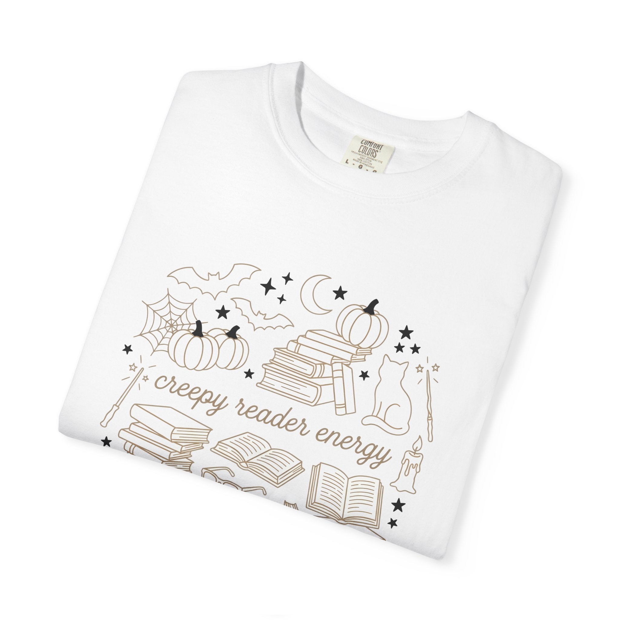 Creepy Book Pile Shirt Halloween Reader Gift Women Sketch Tee Book Stack T-Shirt Horror Fan Drawing Illustration Retro Jack-O-Lantern Tshirt