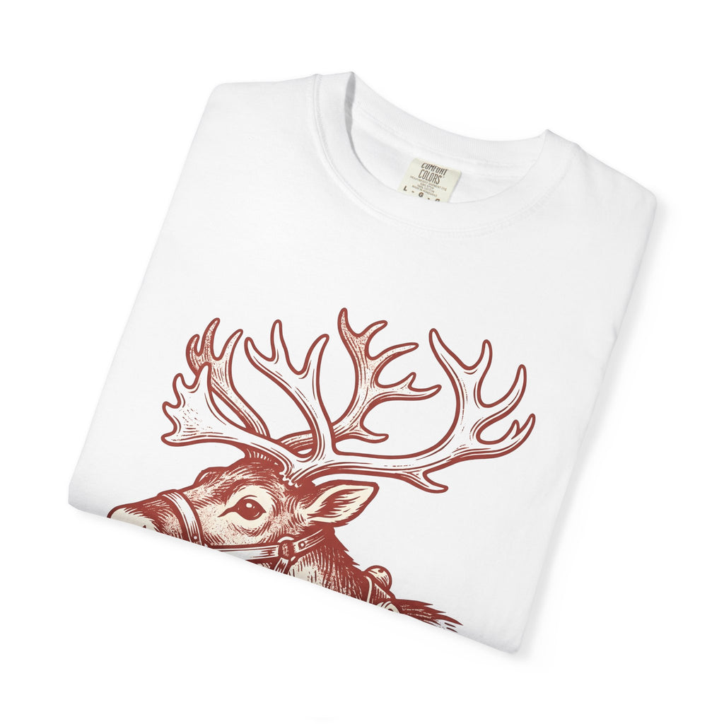 Deer Shirt Christmas Wildlife Gift Women Retro Tee Fawn T-Shirt Xmas Fan Holiday Tshirt Animal Graphic Sketch Bells Tshirt