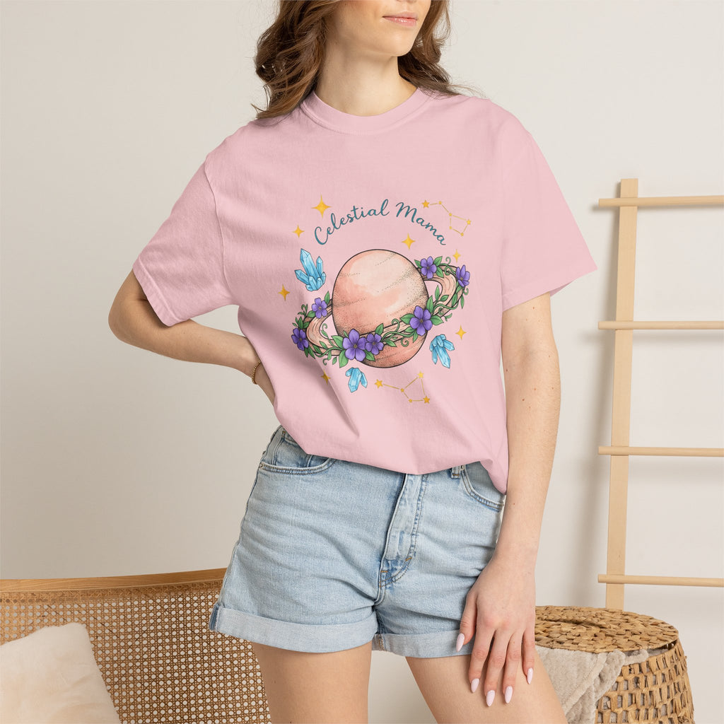 Flower Planet Shirt Boho Chic Astrology Gift Women Fantasy Tee Galaxy T-Shirt Bohemian Enthusiast Mystical Tshirt Zodiac Graphic Brushstroke