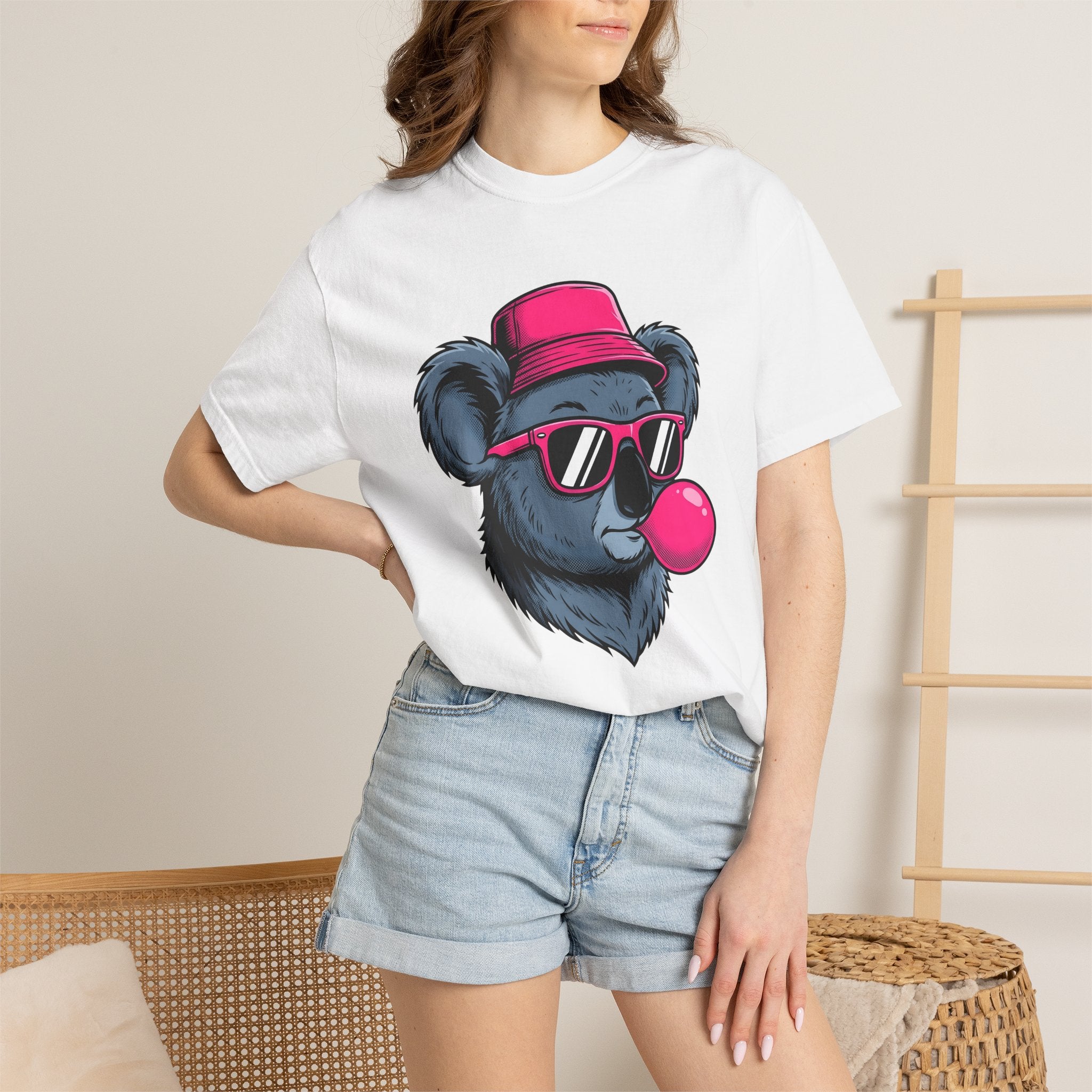 Koala Shades Shirt Animals Comedy Gift Women Doodle Tee Koala T-Shirt Animal Fan Cartoon Tshirt Humor Graphic Classic Chewing Gum Tshirt
