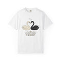 Swan Couple Shirt Animals & Flowers Romance Gift Women Doodle Tee Ducks T-Shirt Wildlife Fan Hand Drawn Tshirt Love Graphic Minimalist Lotus