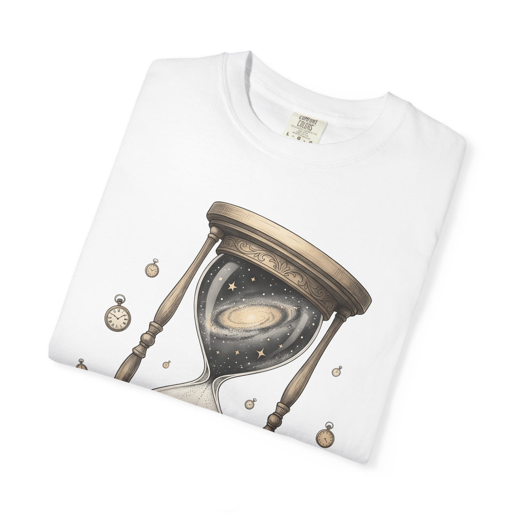 Sandglass Galaxy Shirt Time Astronomy Gift Women Old School Tee Galaxy T-Shirt Timekeeper Fan Cosmic Tshirt Universe Graphic Doodle Clock