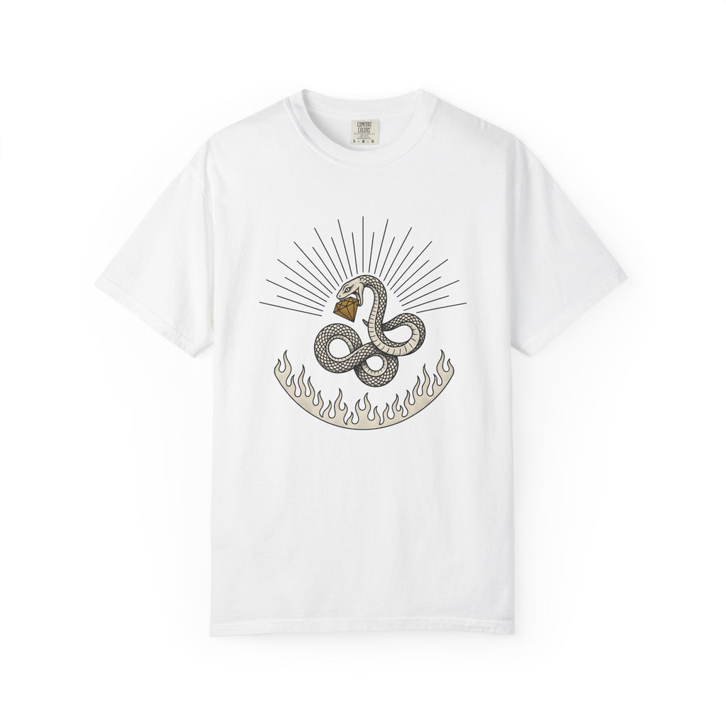 Serpent Art Shirt Boho Chic Occult Gift Women Line Art Tee Snake T-Shirt Bohemian Fan Minimalist Tshirt Mystic Graphic Sleek Gemstone Tshirt