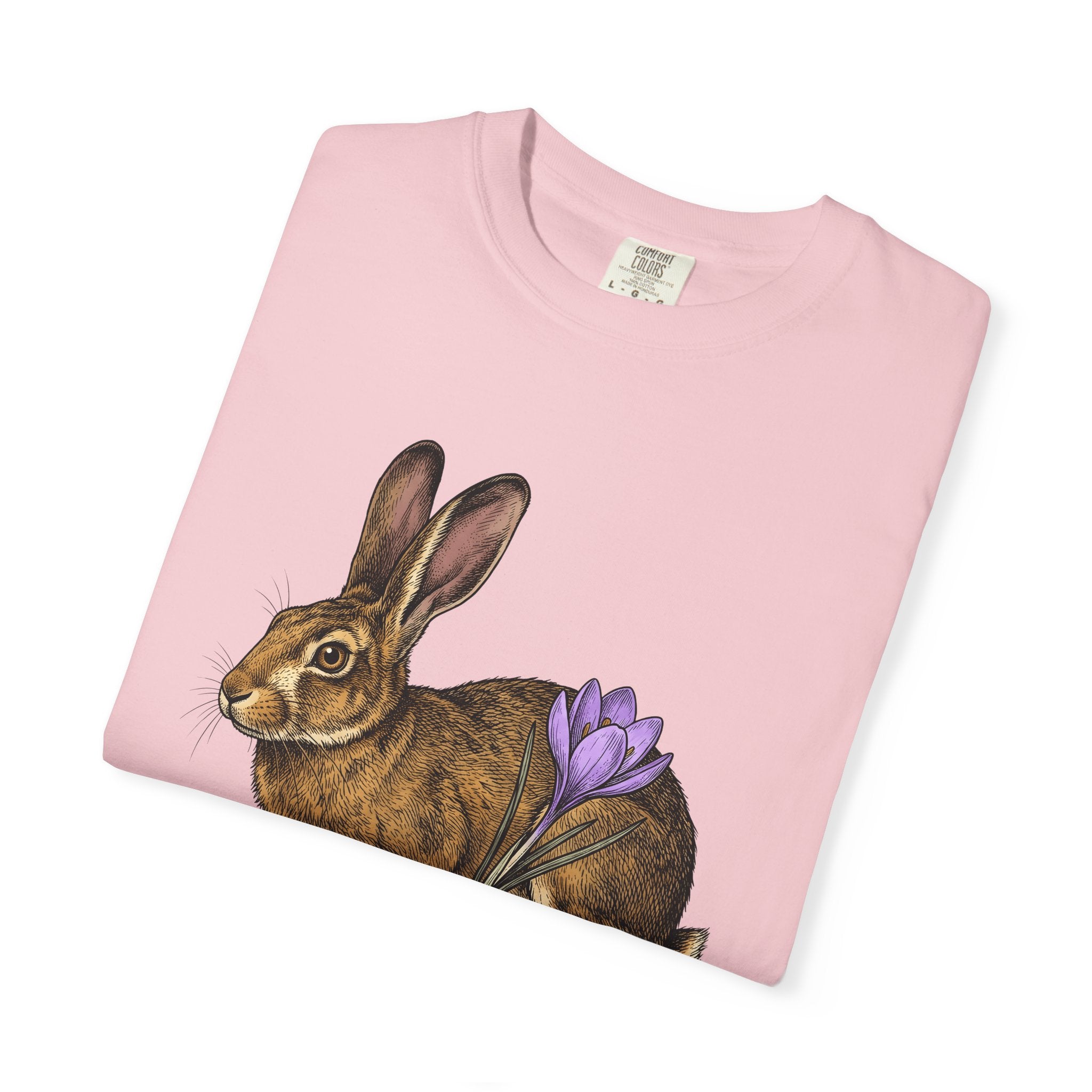 Bunny Rabbit Shirt Spring Celebration Gift Women Shabby Chic Tee Rabbit T-Shirt Springtime Fan Distressed Tshirt Party Graphic Doodle Flower