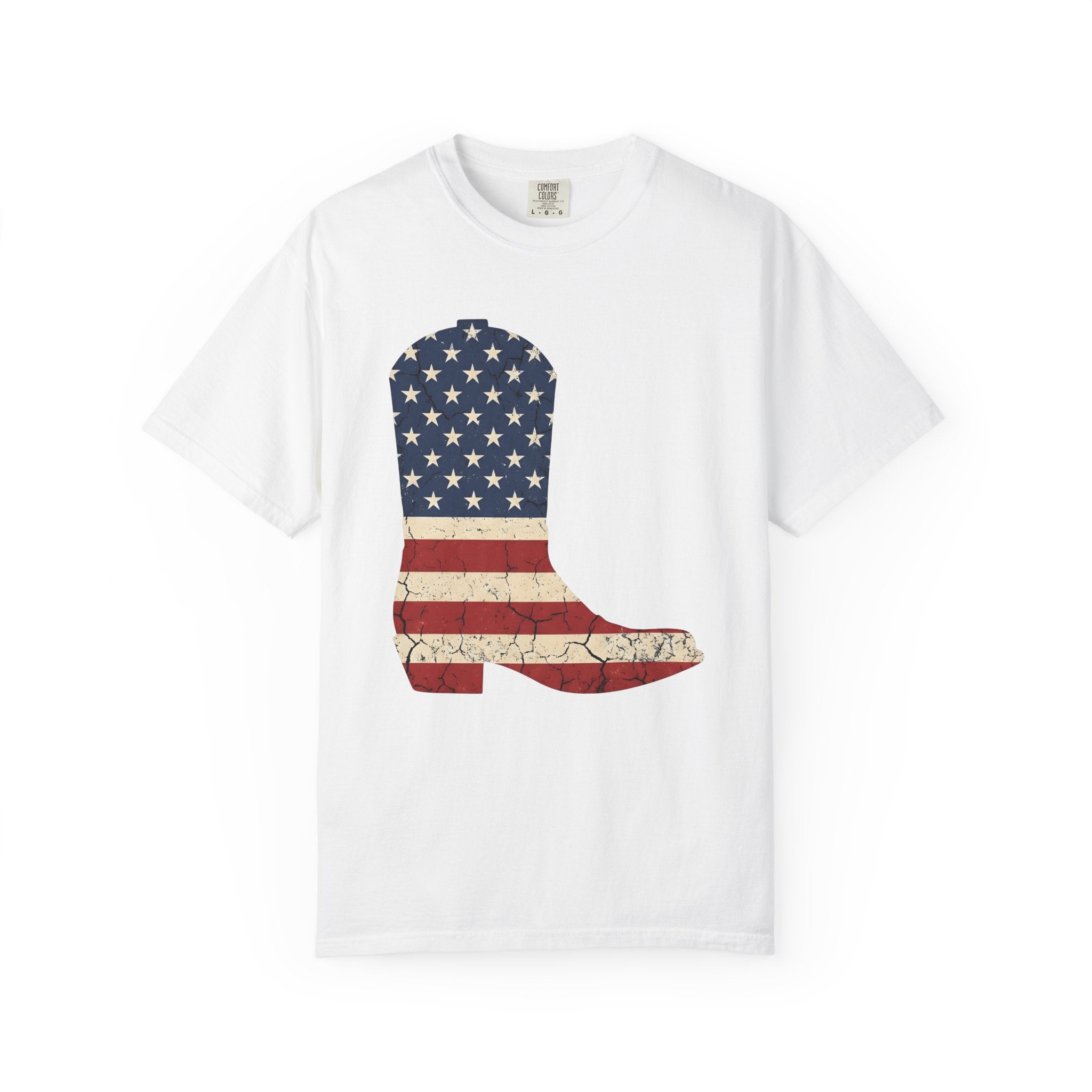 Leather Boot Shirt America Frontier Gift Women Faded Tee Boot T-Shirt Patriot Fan Distressed Tshirt Western Graphic Classic Star Icon Tshirt