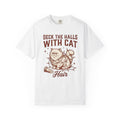 Grumpy Feline Shirt Cat Winter Gift Women Distressed Tee Cat T-Shirt Cat Fan Vintage Tshirt Christmas Graphic Doodle Festive Lights Tshirt