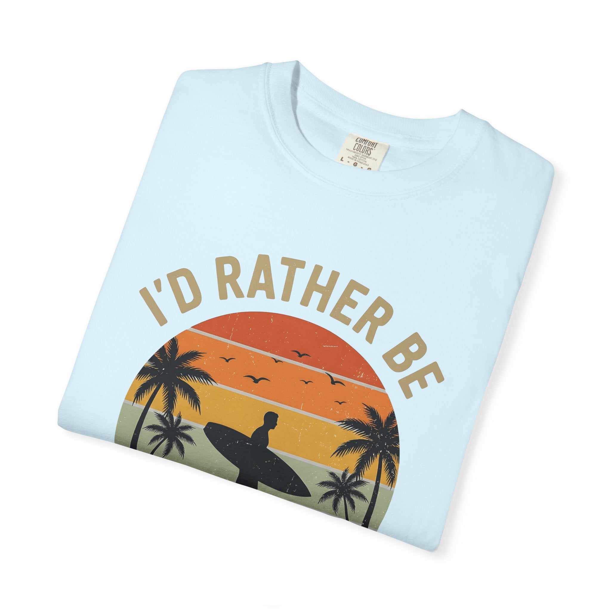 Surfer Outline Shirt Surfing Shore Gift Women Classic Tee Surfer T-Shirt Surf Enthusiast Retro Tshirt Beach Graphic Throwback Coconut Trees