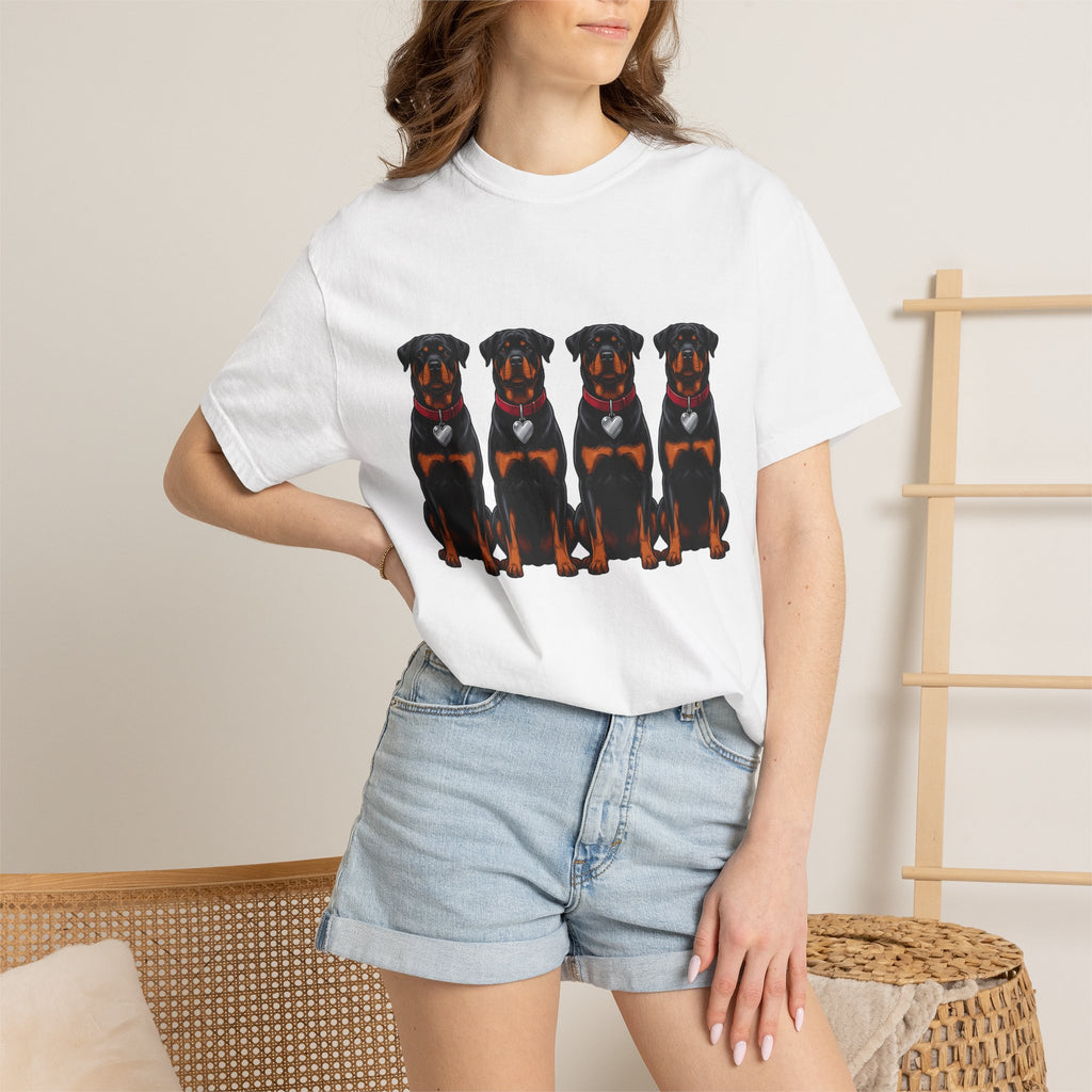 Rottweiler Puppies Shirt Dog Animals Gift Women Bold Design Tee Rottweiler T-Shirt Dog Fan Puppy Tshirt Wildlife Graphic Classic Heart