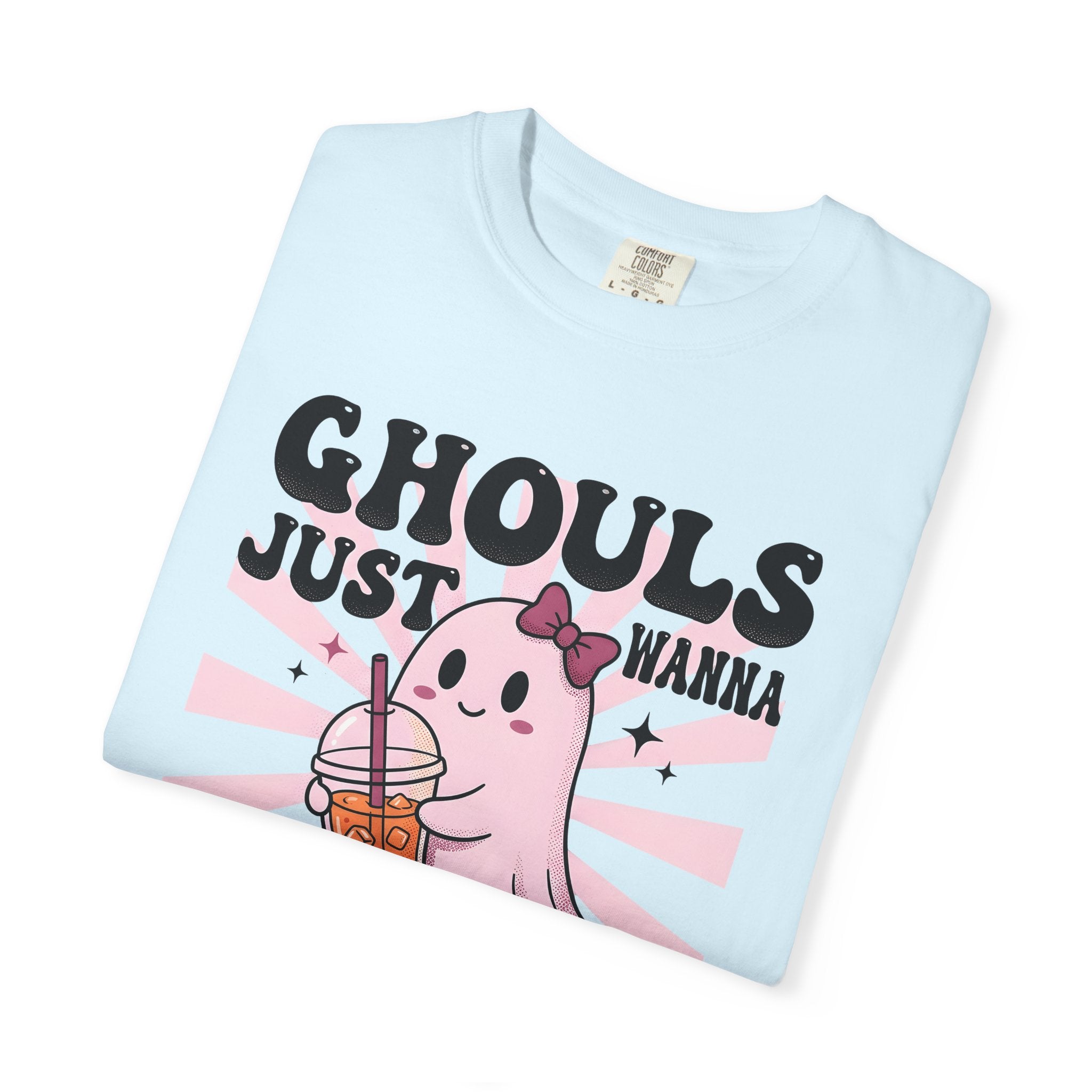 Spooky Bubble Tea Shirt Halloween Sweet Gift Women Cute Tee Boba T-Shirt Horror Fan Kawaii Tshirt Dessert Graphic Vintage Ribbon Tshirt