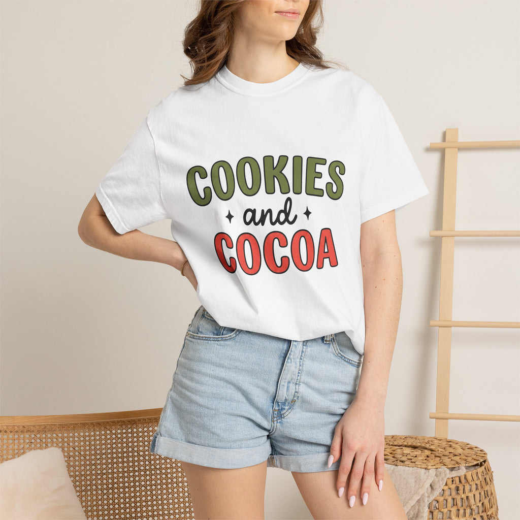 Sweet Cocoa Cookies Shirt Christmas Snacks Gift Women Joyful Tee Cookie T-Shirt Xmas Fan Cookie Art Tshirt Treat Graphic Hand Drawn Star