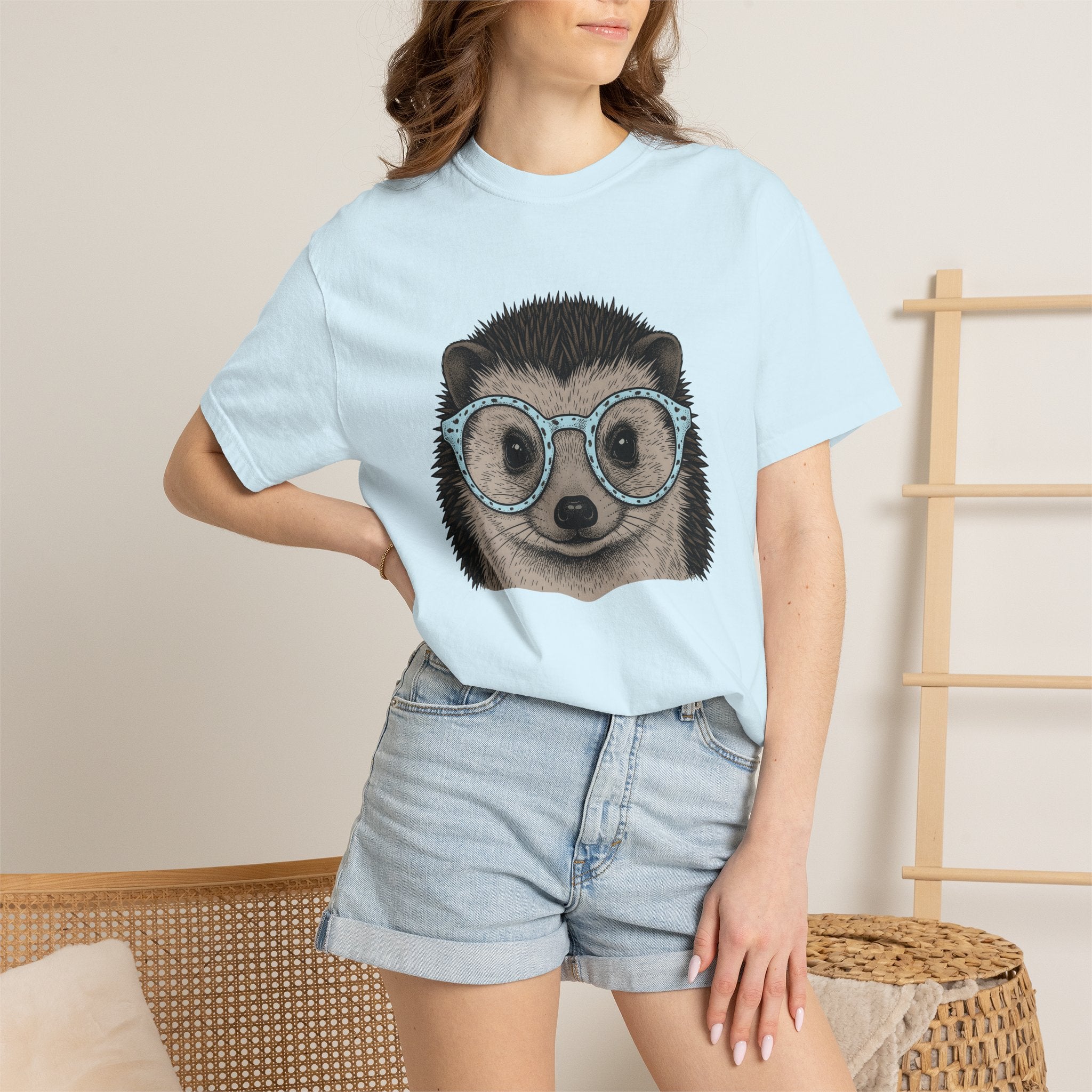 Hedgehog Face Shirt Easter Pets Gift Women Line Art Tee Porcupine T-Shirt Easter Fan Hedgehog Graphic Animal Illustration Hand Drawn