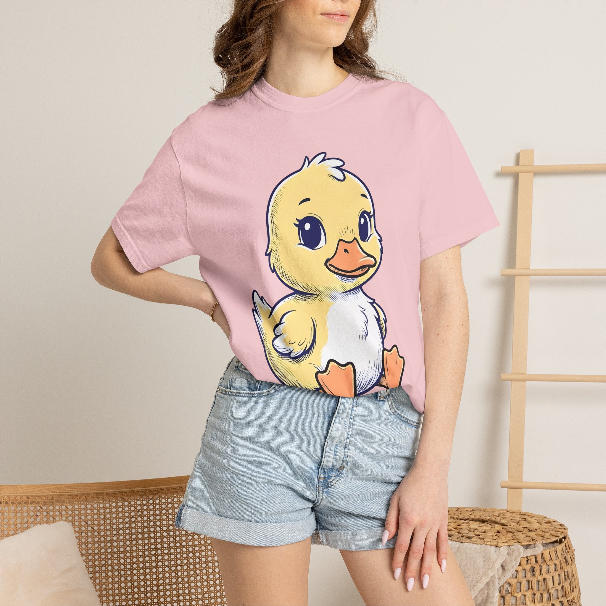 Duckling Shirt Animals Sweet Gift Women Animated Tee Duck T-Shirt Creature Fan Cartoon Tshirt Cute Graphic Hand Drawn Wide Eyes Tshirt