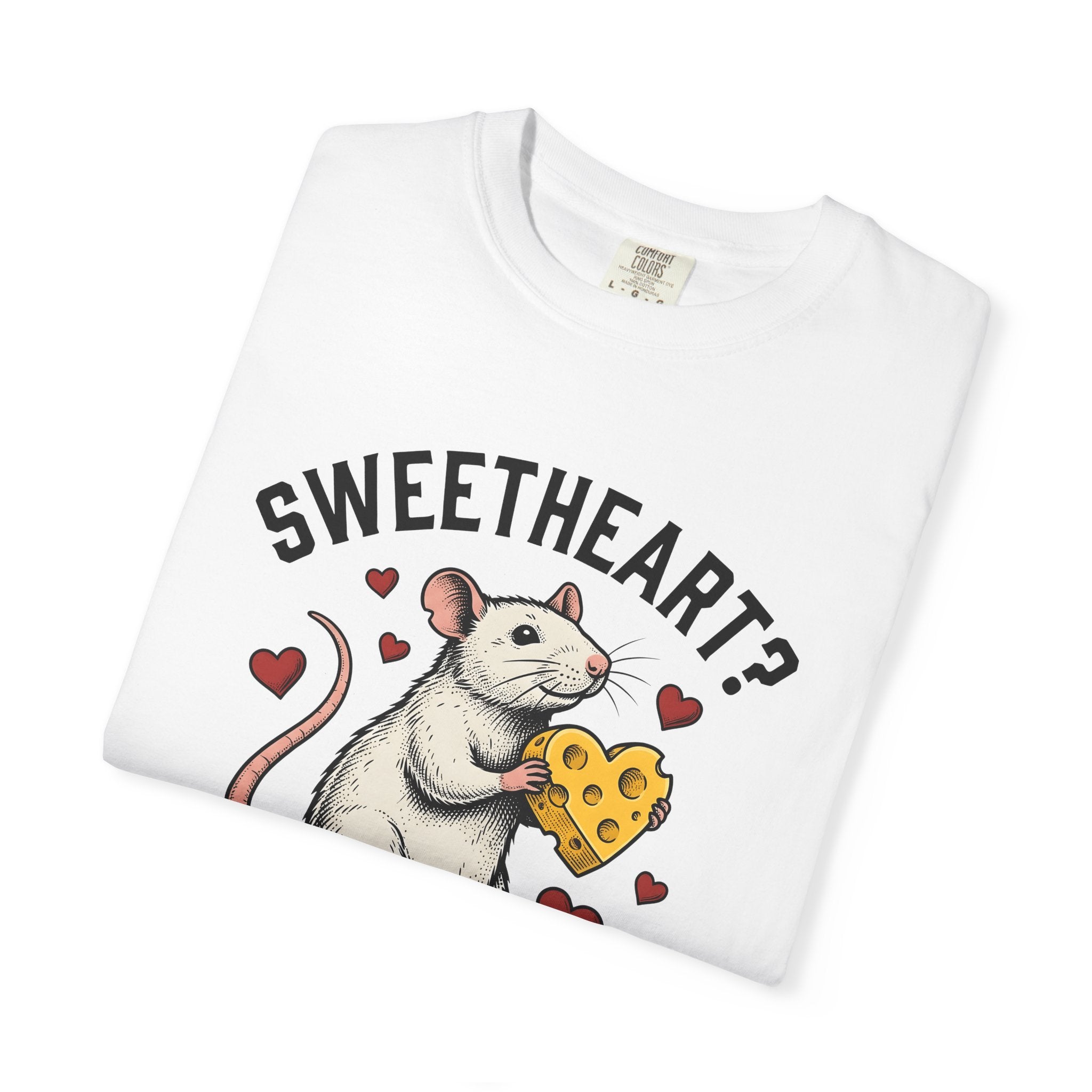 Rat Cheese Shirt Valentine's Day Animal Gift Women Vintage Tee Cheese T-Shirt Valentine Fan Retro Tshirt Creature Graphic Hand Drawn Hearts