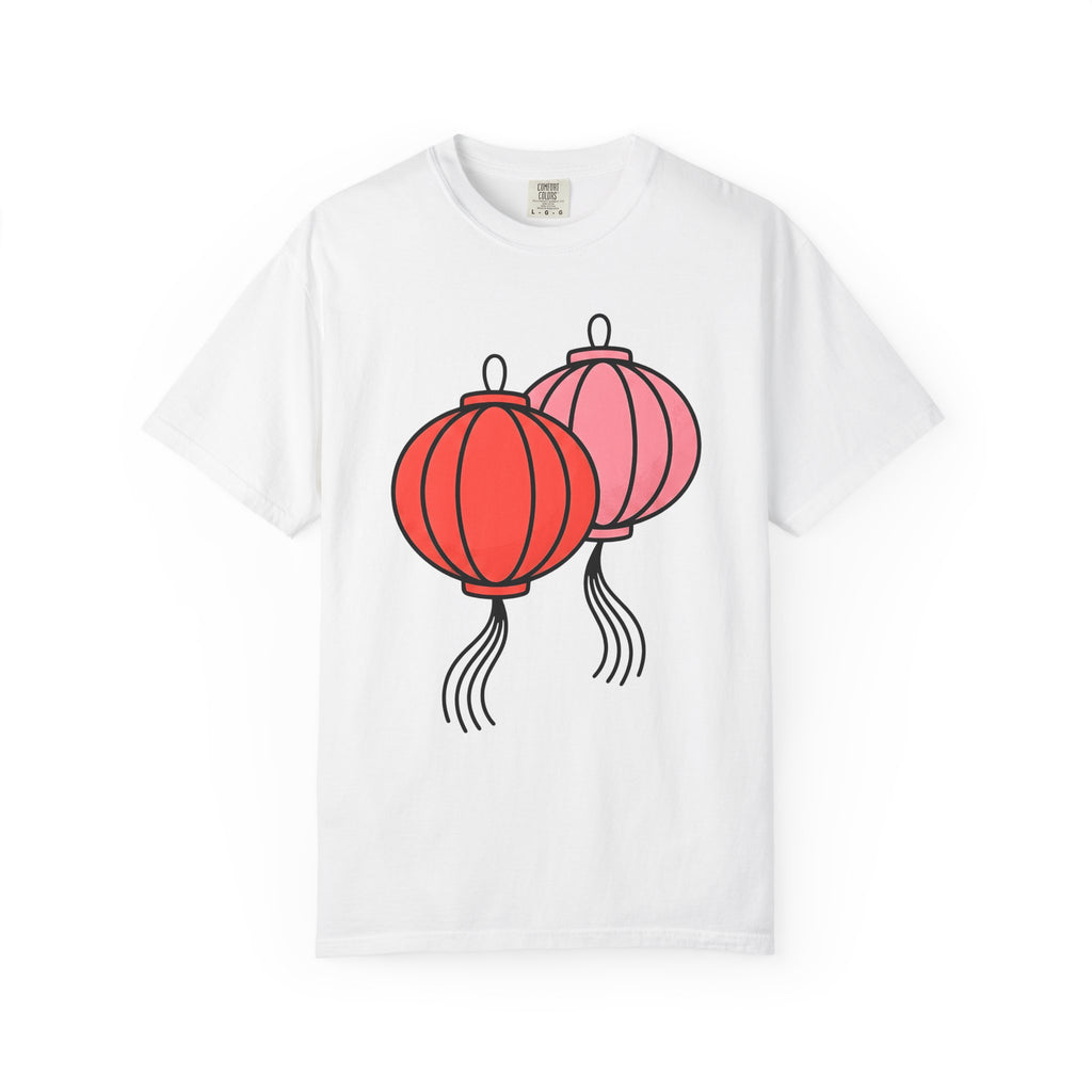 Lantern Pair Shirt Chinese New Year Festival Gift Women Minimalist Tee Lamp T-Shirt Lunar New Year Fan Simple Tshirt Celebration Graphic