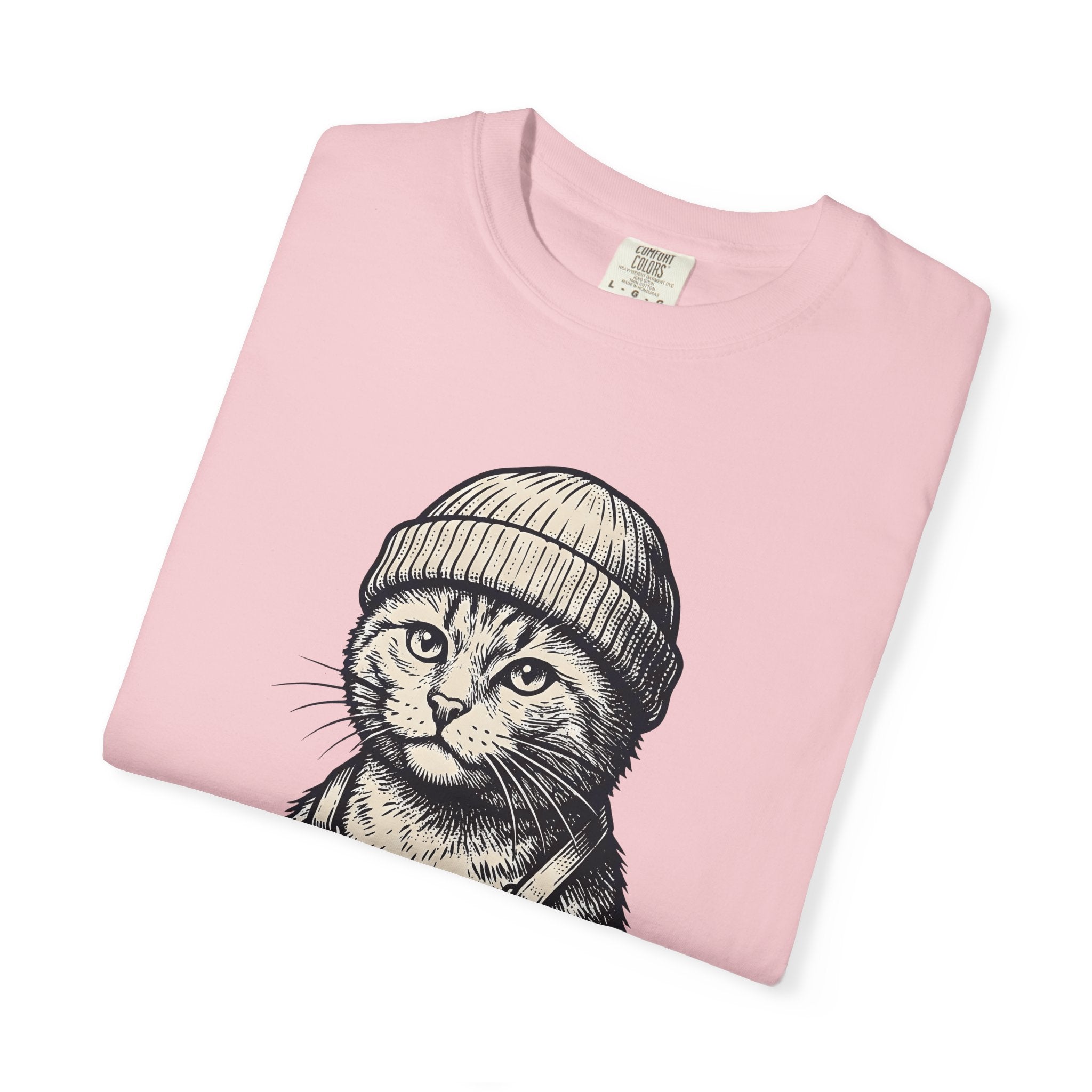 Feline Beanie Shirt Cat Mocha Gift Women Nostalgic Tee Kitty T-Shirt Cat Fan Coffee Tshirt Coffee Graphic Cartoon Bib Overalls Tshirt