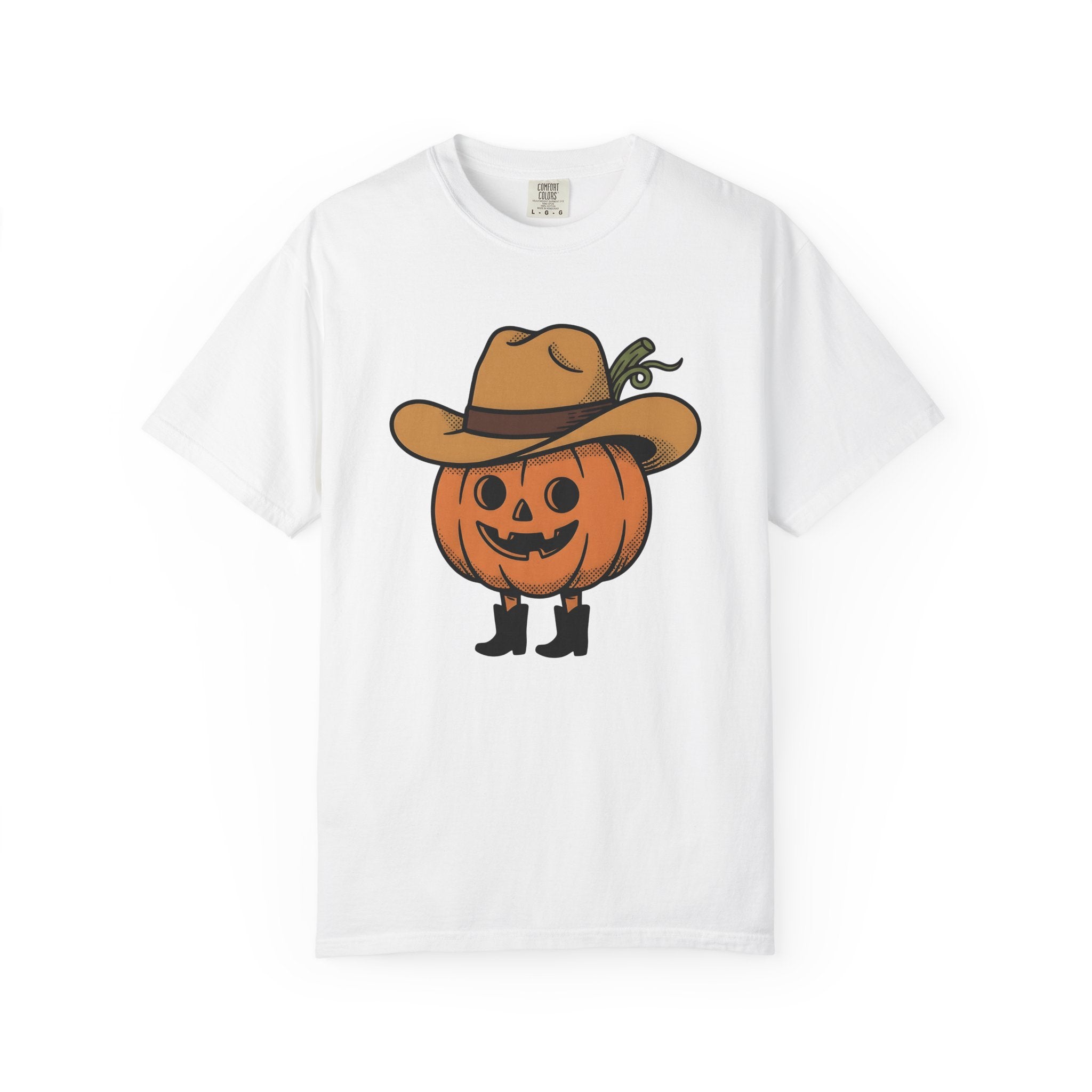 Pumpkin Rancher Shirt Halloween Country Gift Women Graphic Tee Gourd T-Shirt Horror Fan Pumpkin Graphic Hand Drawn Western Boots Tshirt